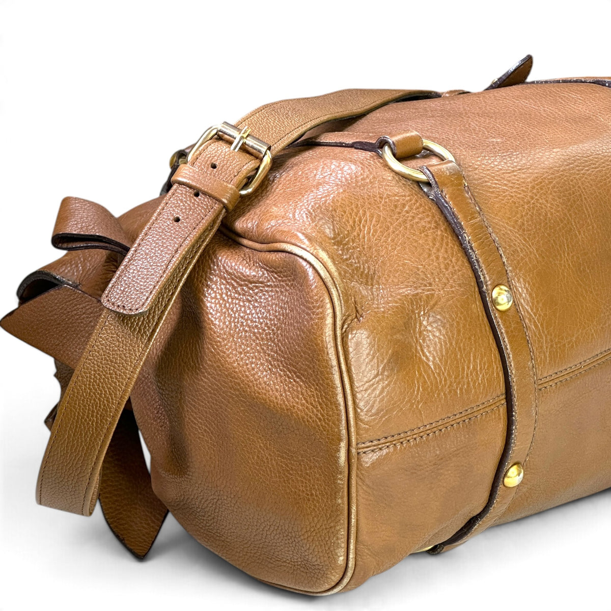 Miu Miu Vitello Lux  largen tan leather Bow Bag
