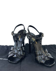 Saint Laurent Tribute 105 Croc Embossed Leather Sandals Size 38