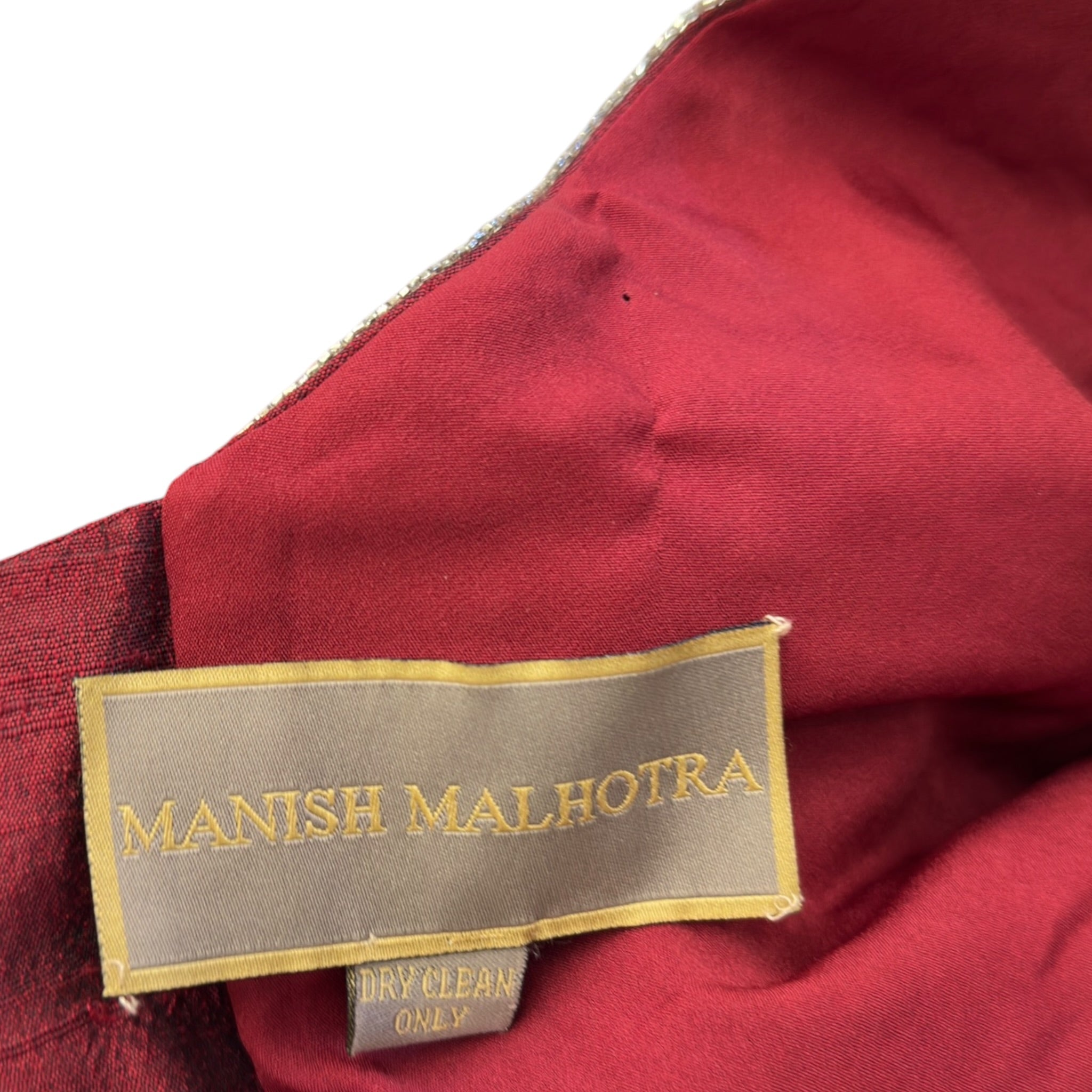 Manish Malhotra Maroon Velvet Saree Set Mirror Embroidery Size M-L