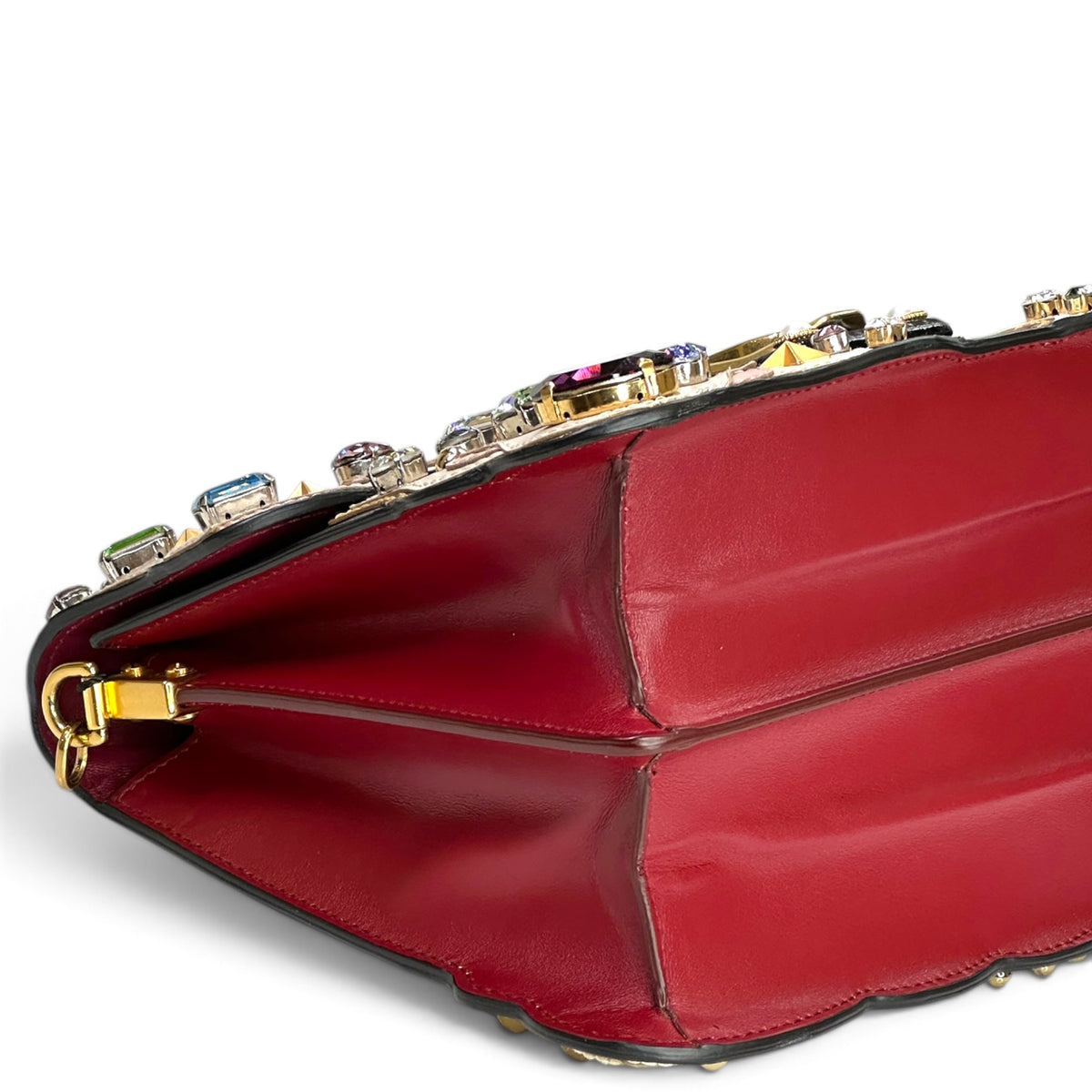 Dolce & Gabbana Lucia "Fashion Sinner" Crystal-Embellished small black leather Shoulder Bag
