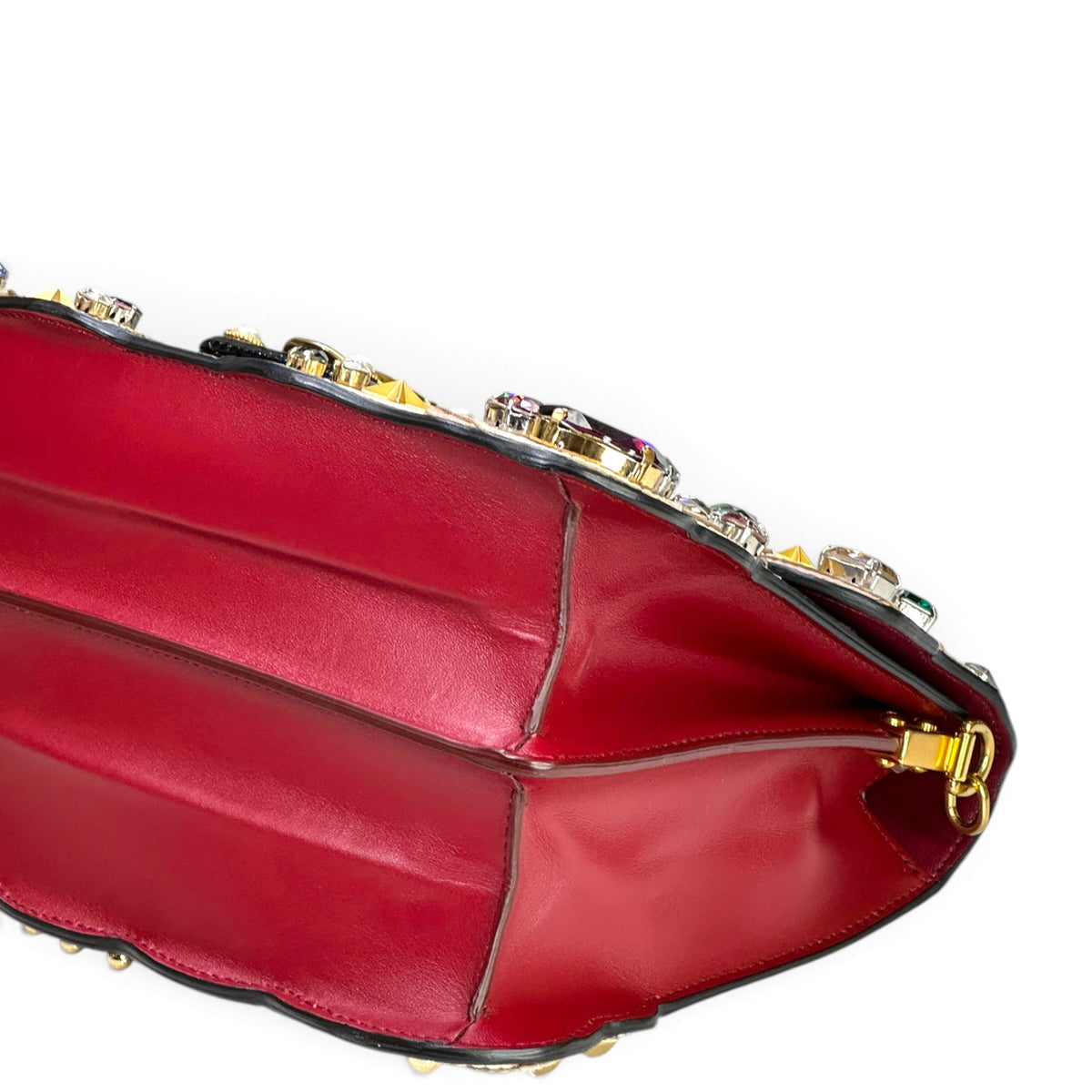 Dolce & Gabbana Lucia "Fashion Sinner" Crystal-Embellished small black leather Shoulder Bag