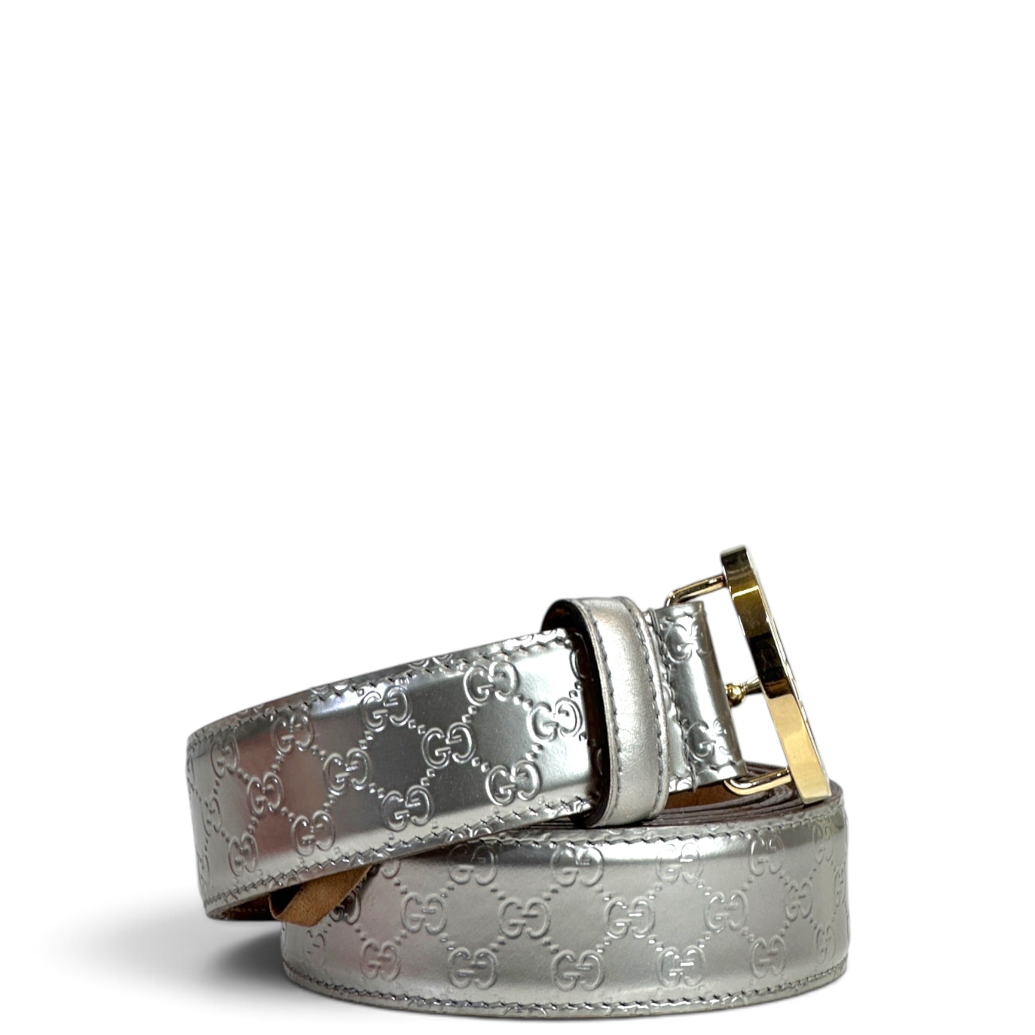 Gucci Interlocking Silver Metallic Belt