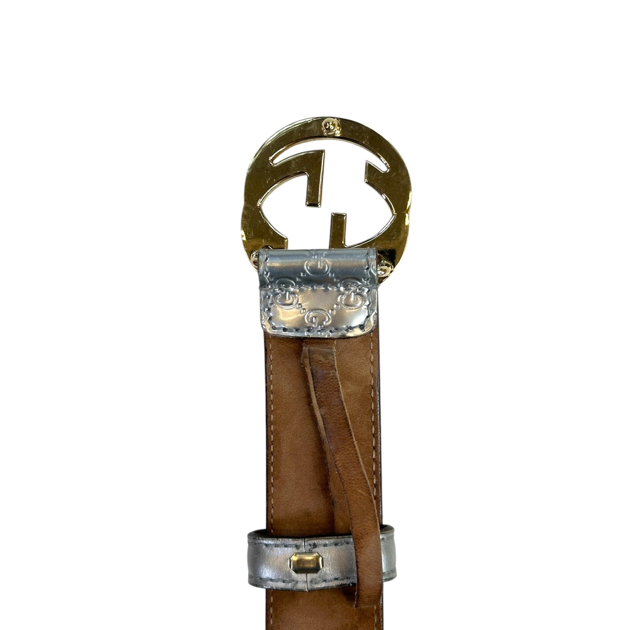 Gucci Interlocking Silver Metallic Belt