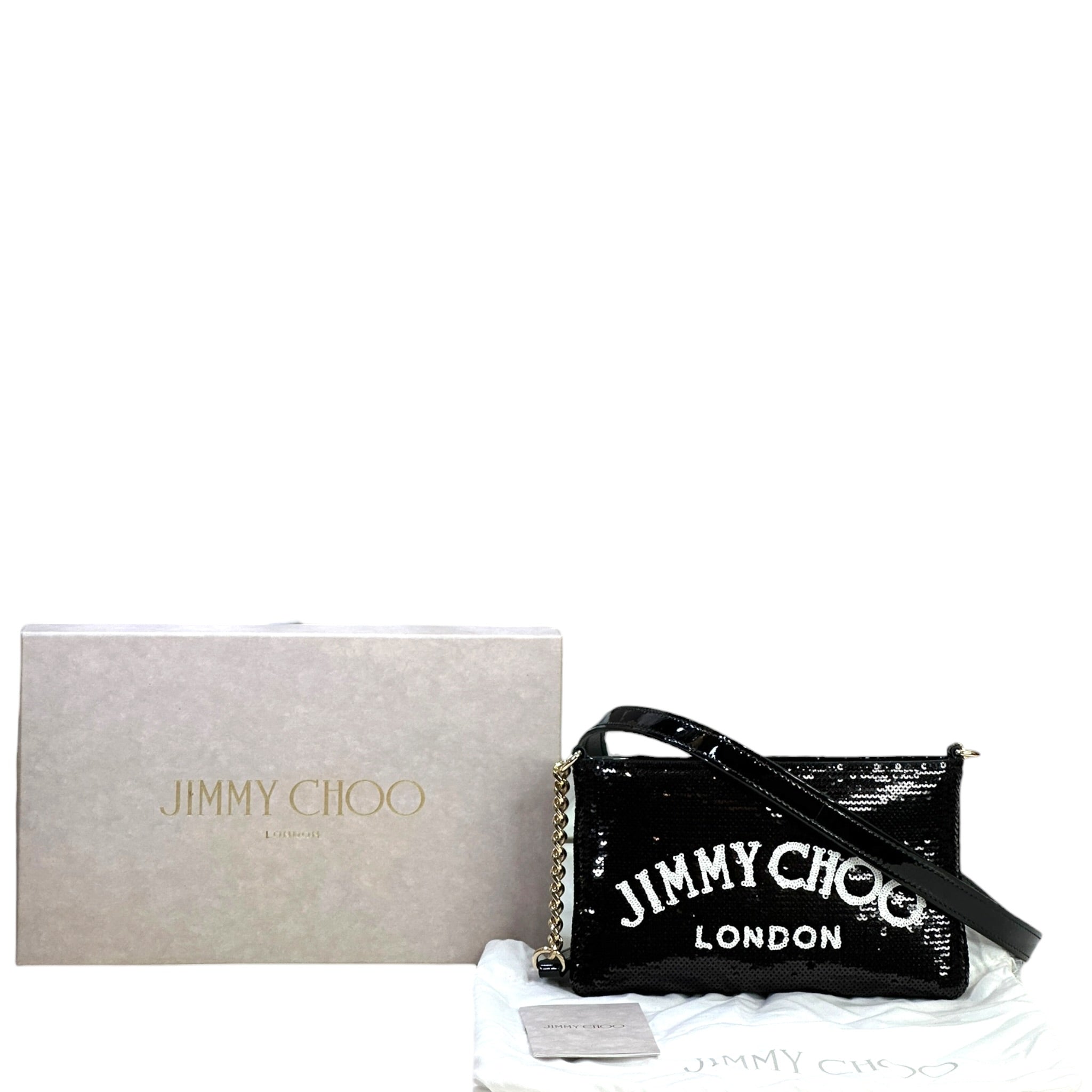 Jimmy Choo London Chain Crossbody Bag Black Sequin