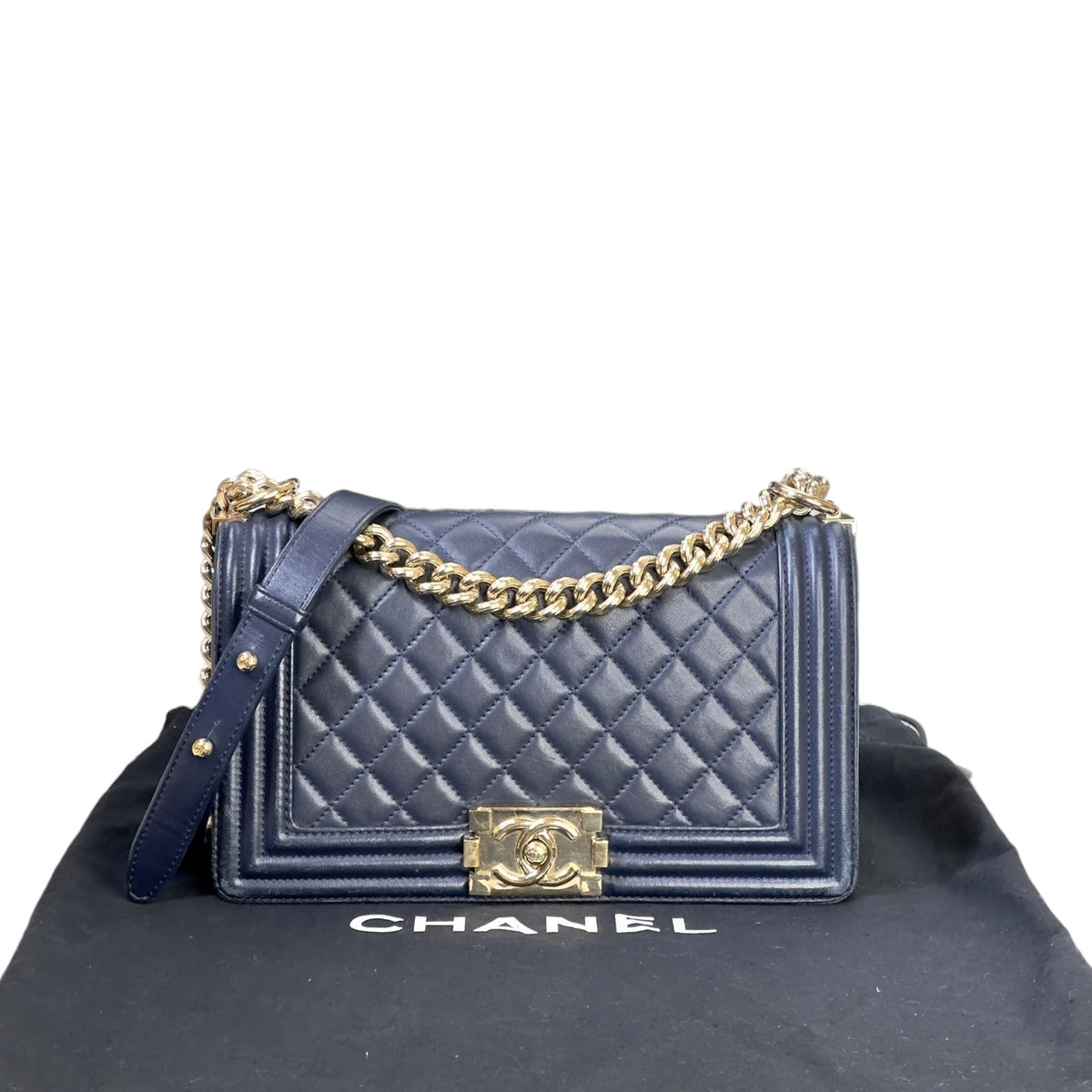 Chanel Boy medium  blue calfskin Flap Bag