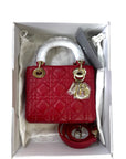 Christian Dior Lady Dior Mini Red Lambskin Cannage