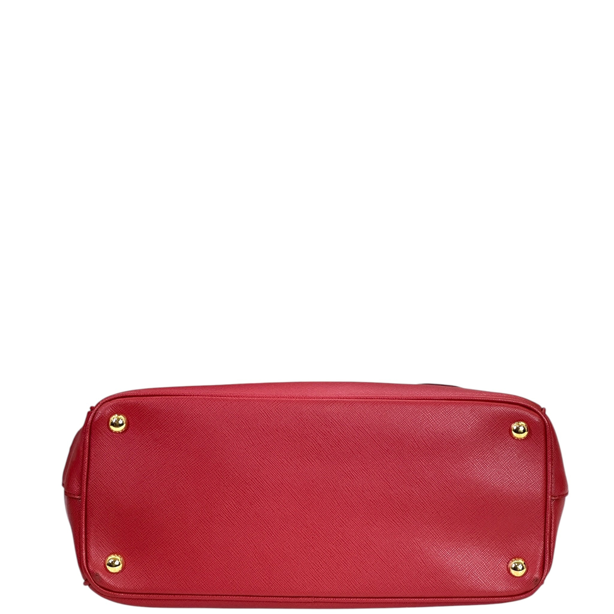 Prada Galleria Double Zip Tote Medium Red Saffiano Leather