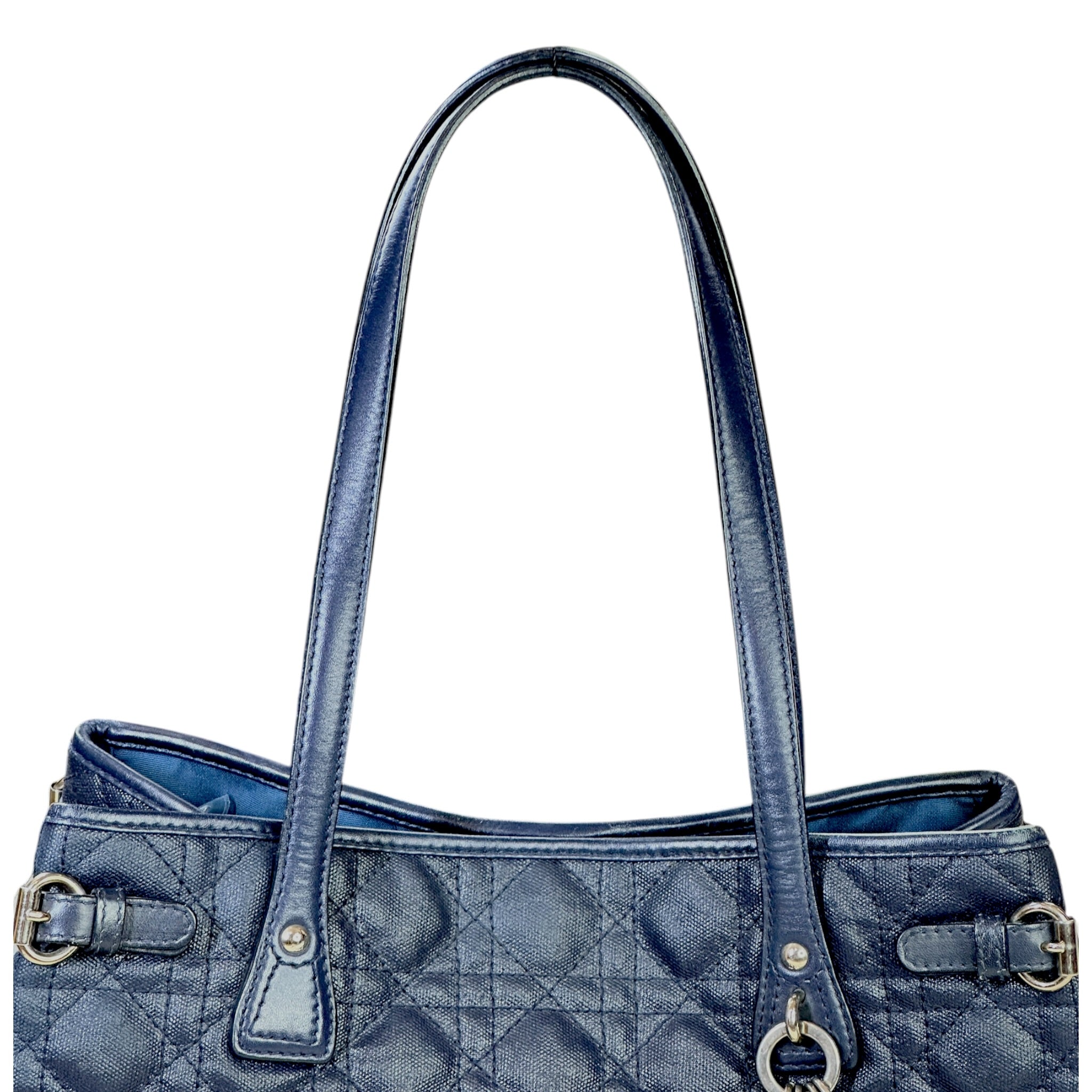 Dior Panarea Tote Navy Blue Quilted Cannage Canvas