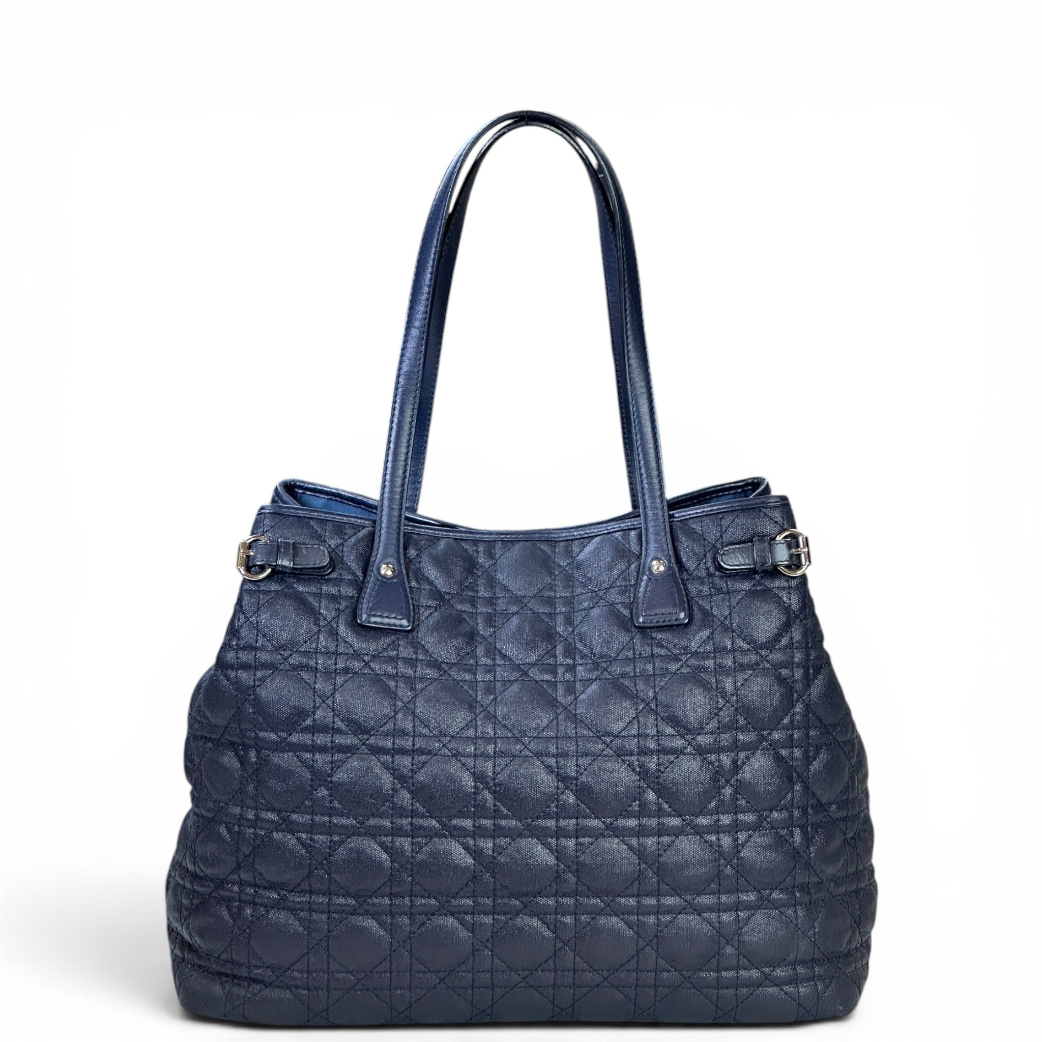 Dior Panarea Tote Navy Blue Quilted Cannage Canvas
