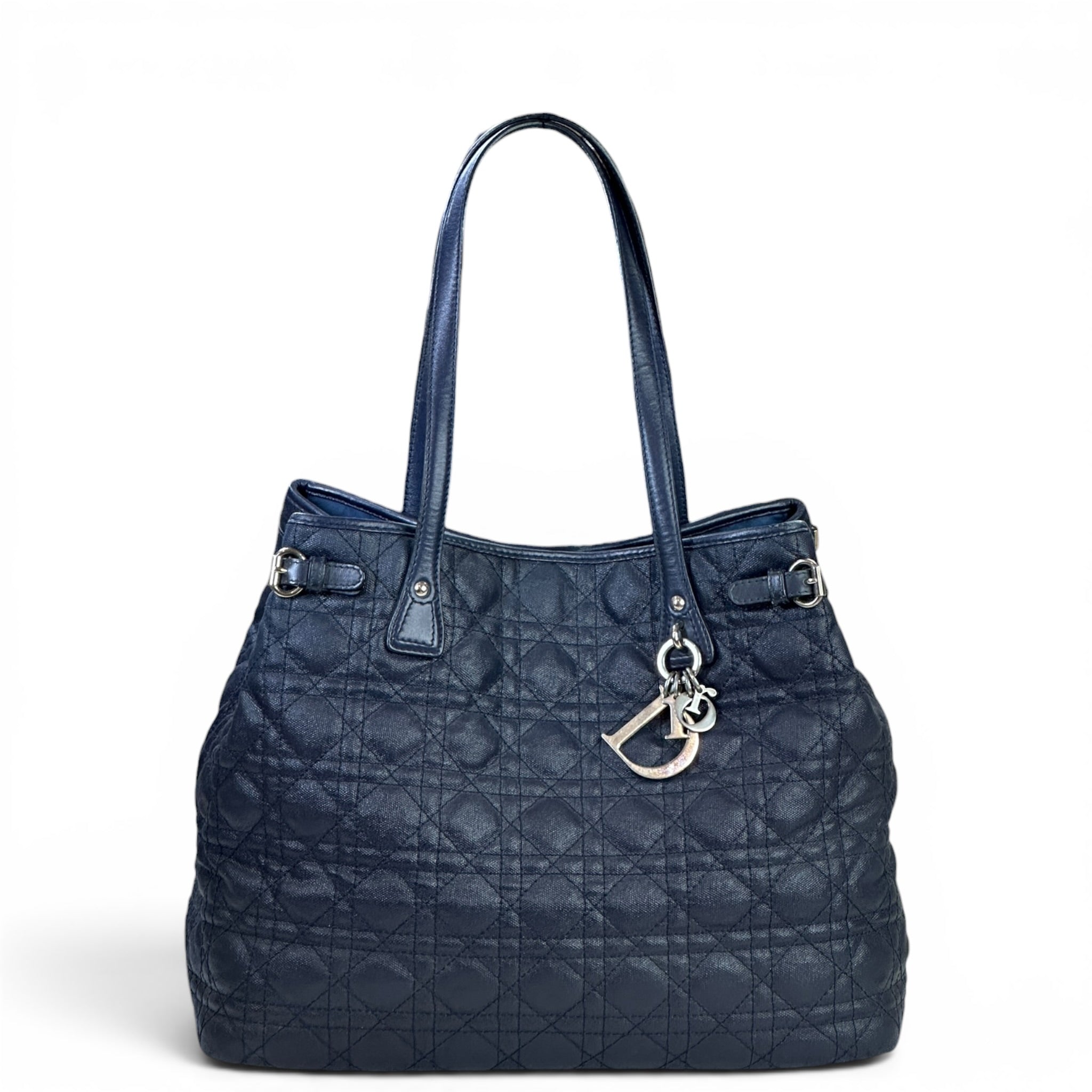 Dior Panarea Tote Navy Blue Quilted Cannage Canvas