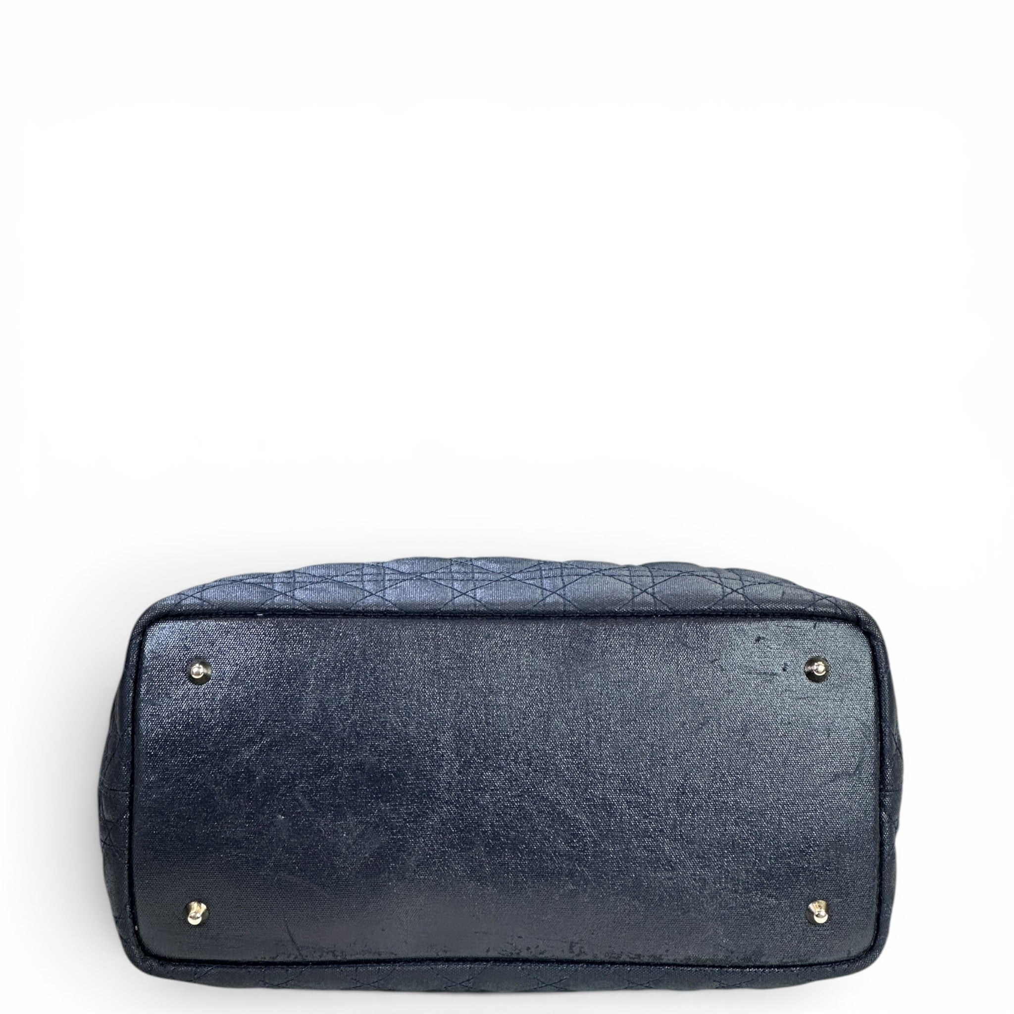 Dior Panarea Tote Navy Blue Quilted Cannage Canvas