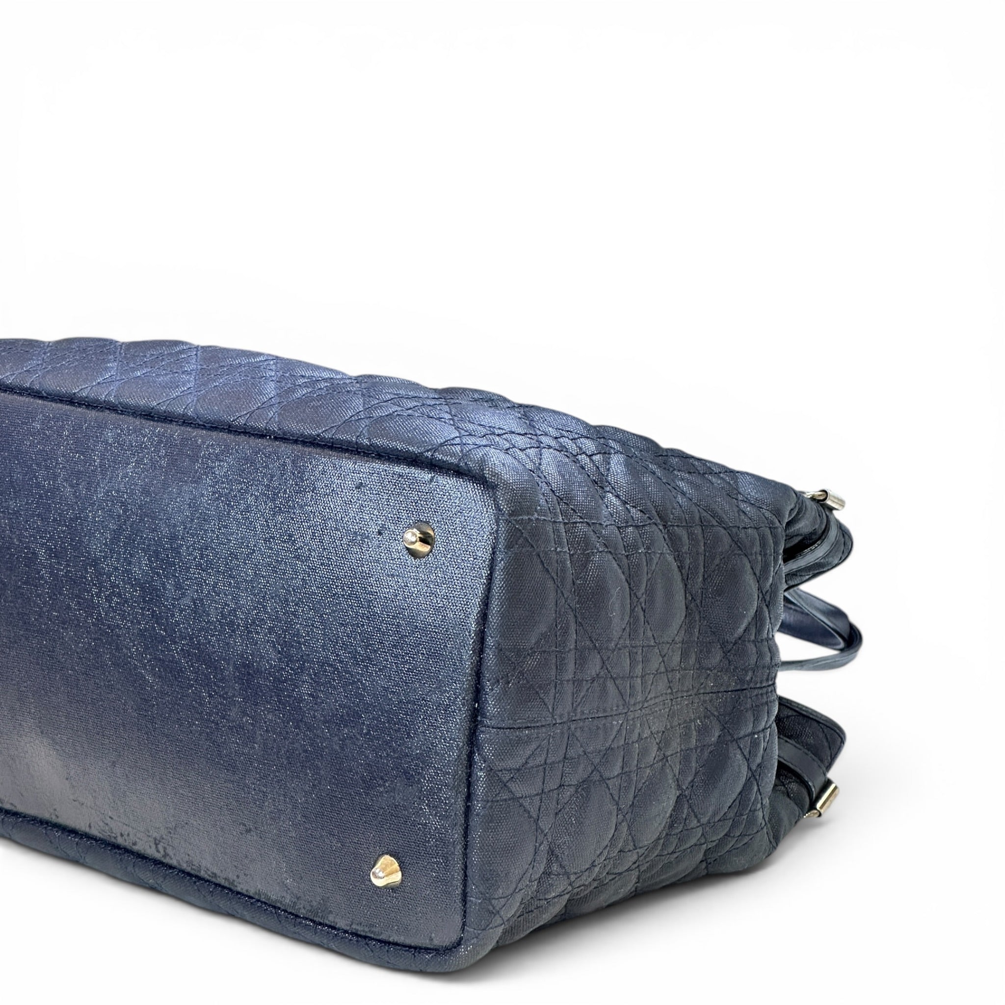 Dior Panarea Tote Navy Blue Quilted Cannage Canvas