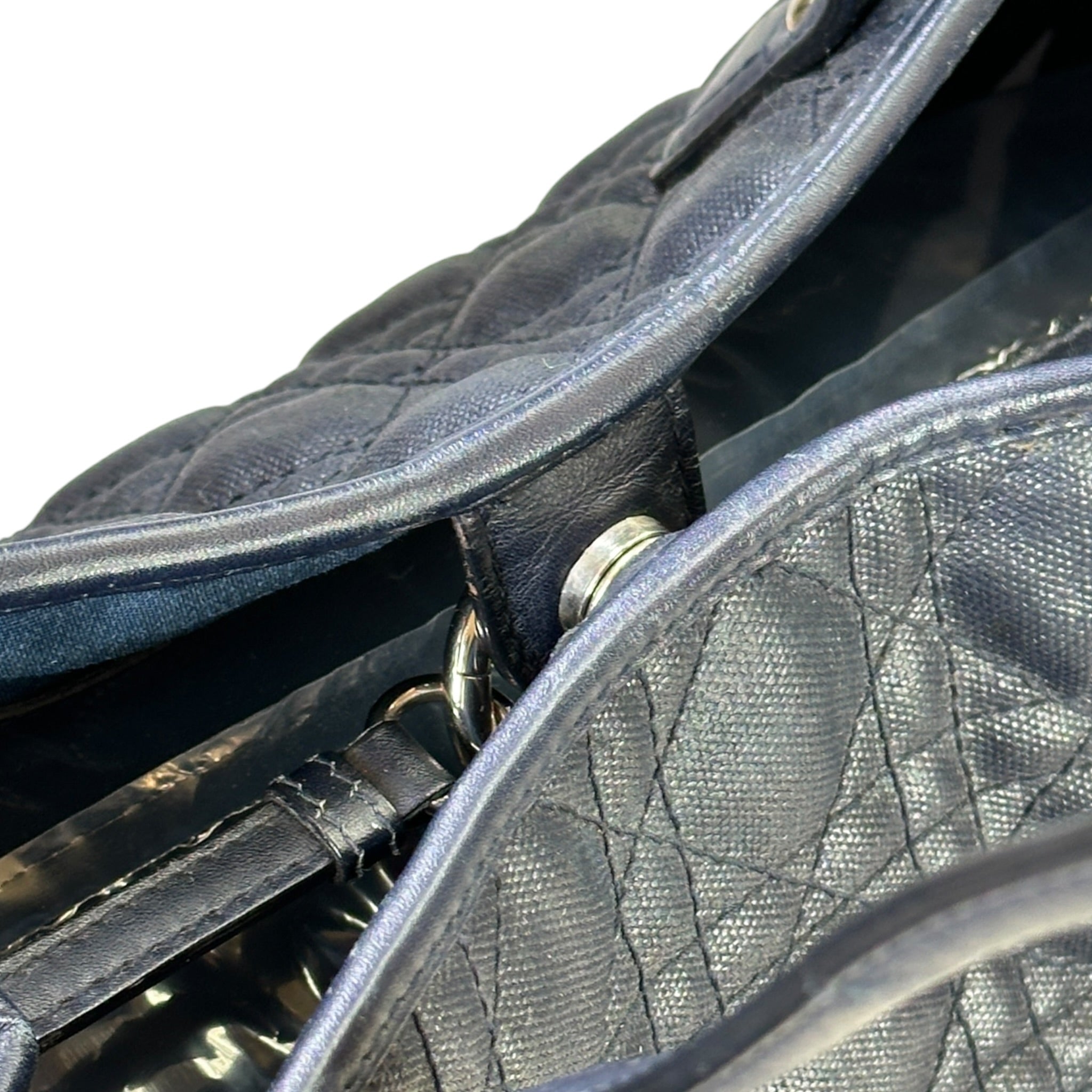 Dior Panarea Tote Navy Blue Quilted Cannage Canvas