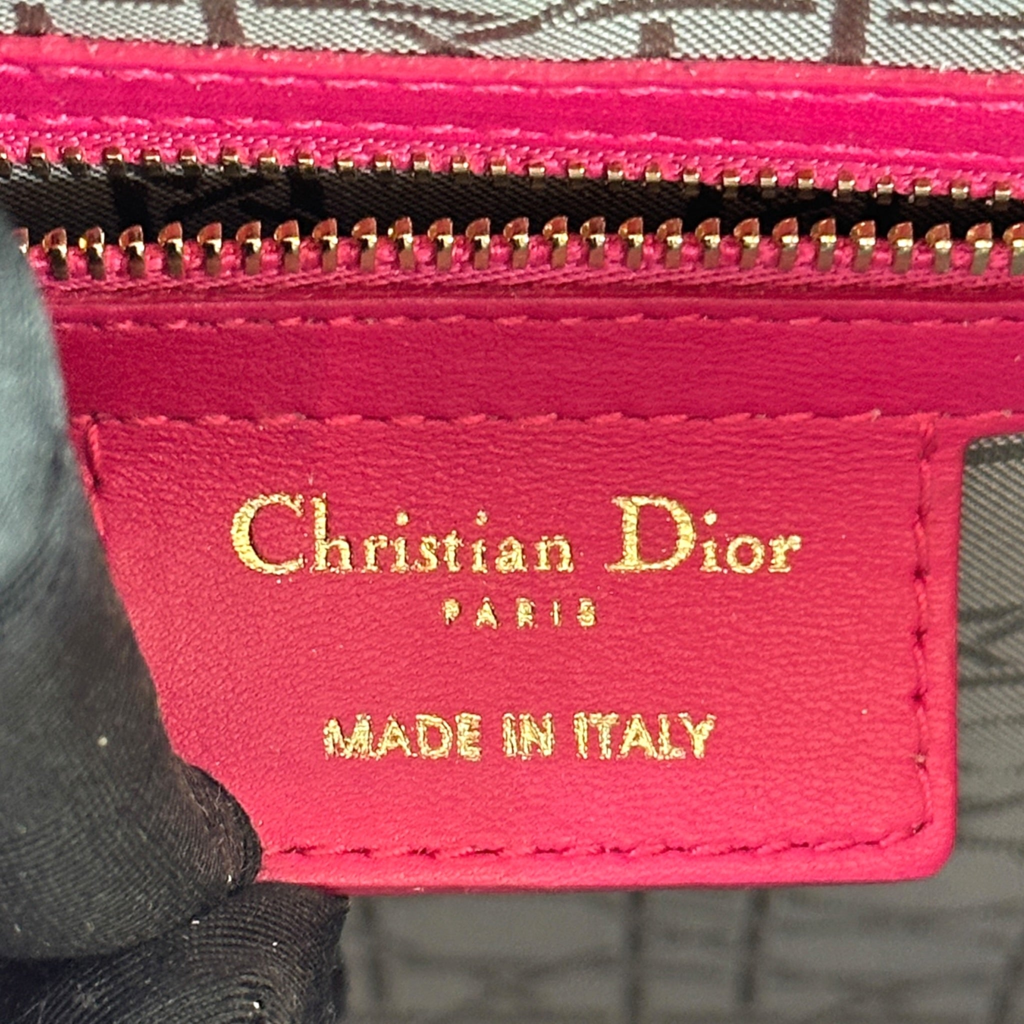 Christian Dior Lady Dior Large Fuchsia Pink Cannage Quilted Lambskin