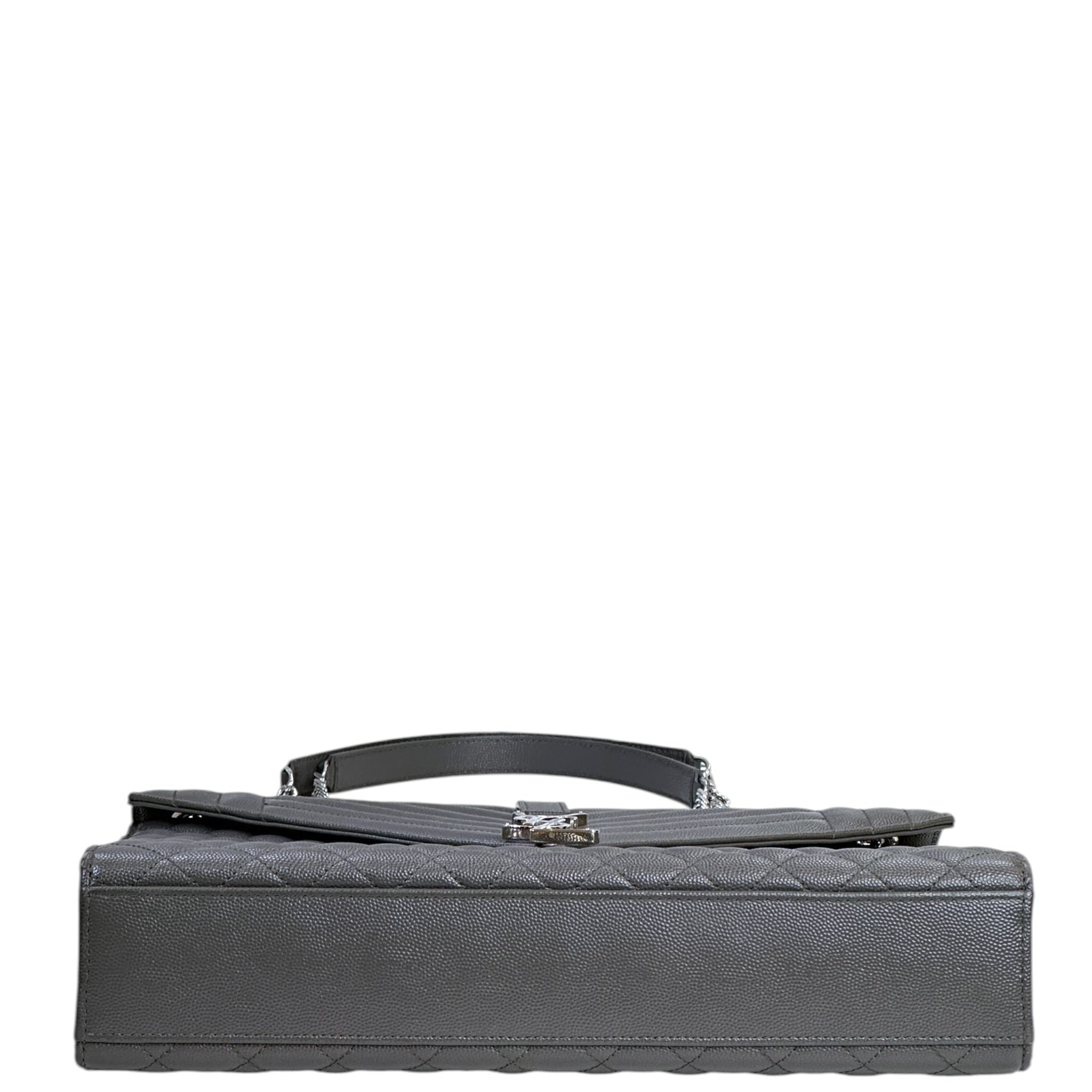 Saint Laurent Envelope Shoulder Bag Grey Quilted Grain De Poudre