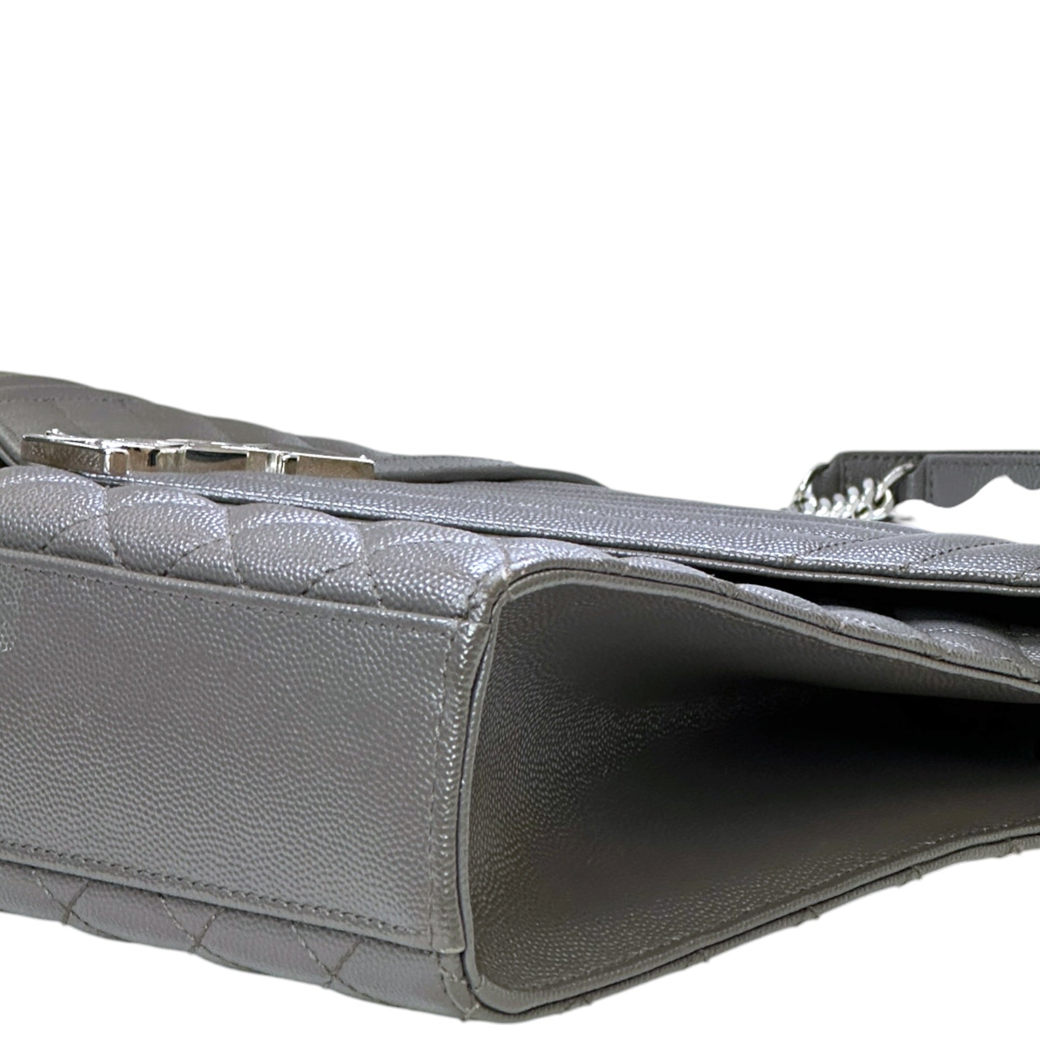 Saint Laurent Envelope Shoulder Bag Grey Quilted Grain De Poudre