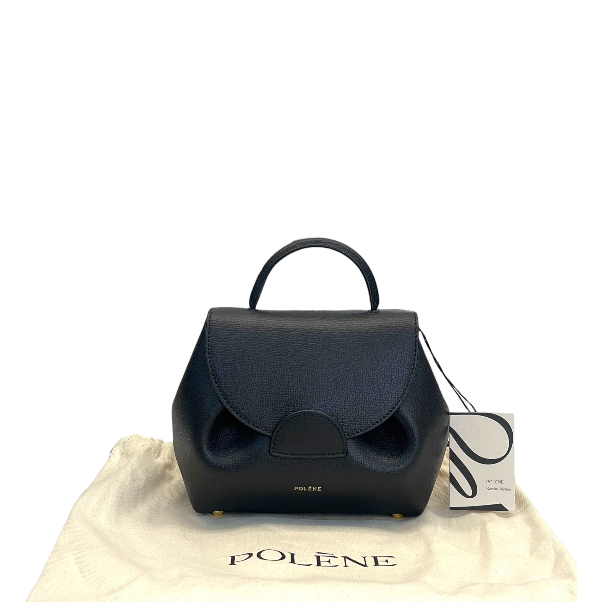 Polène Numéro Un Nano Black Textured Leather