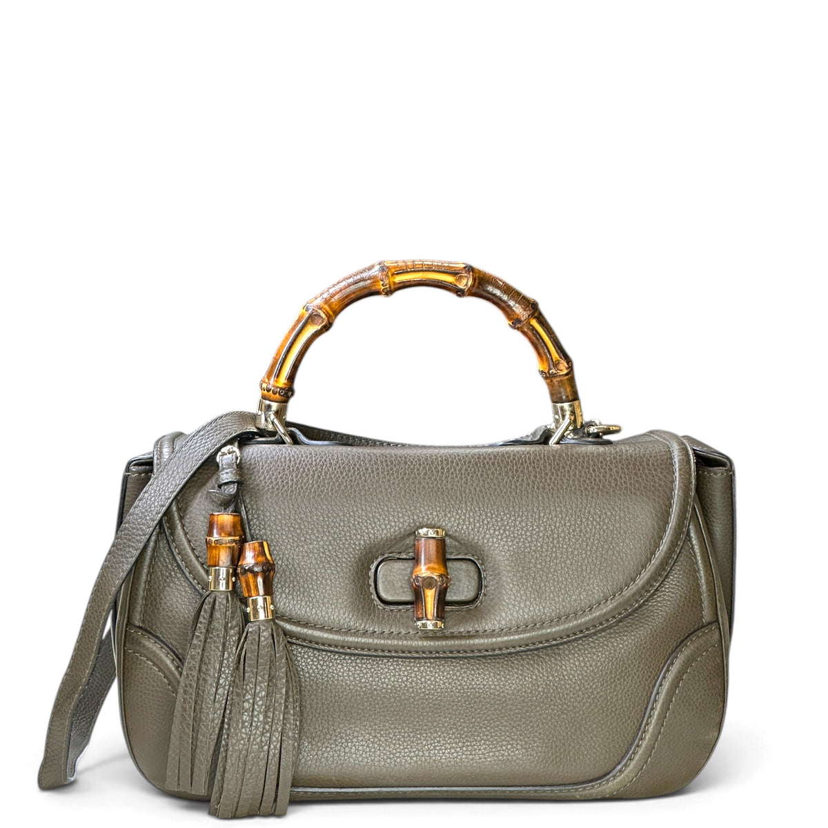 Gucci New Bamboo  small tan leather Top Handle Bag 