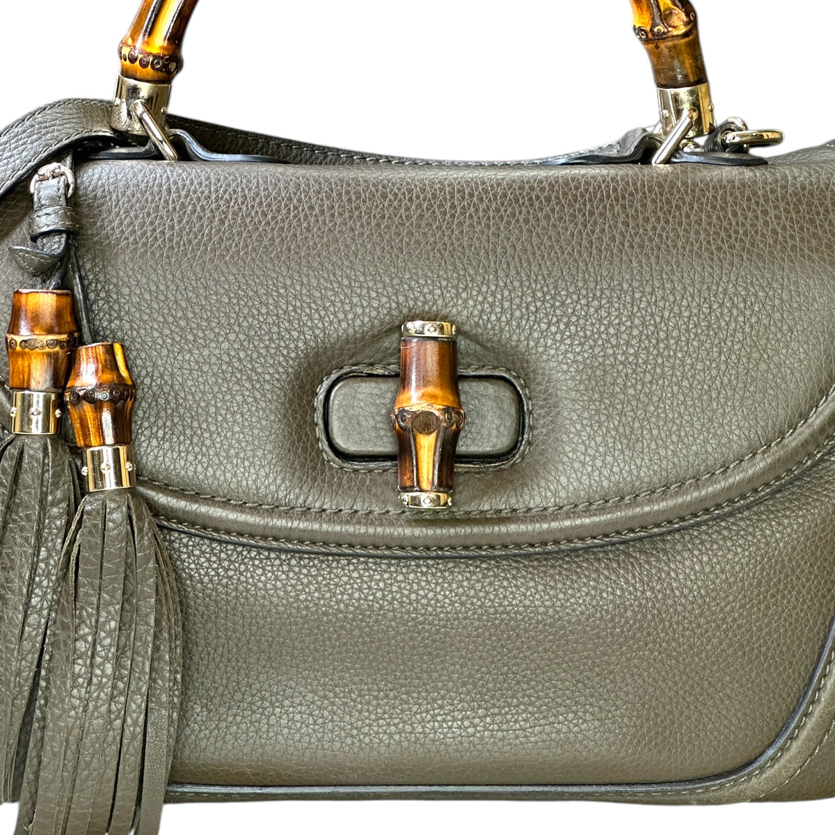 Gucci New Bamboo  small tan leather Top Handle Bag