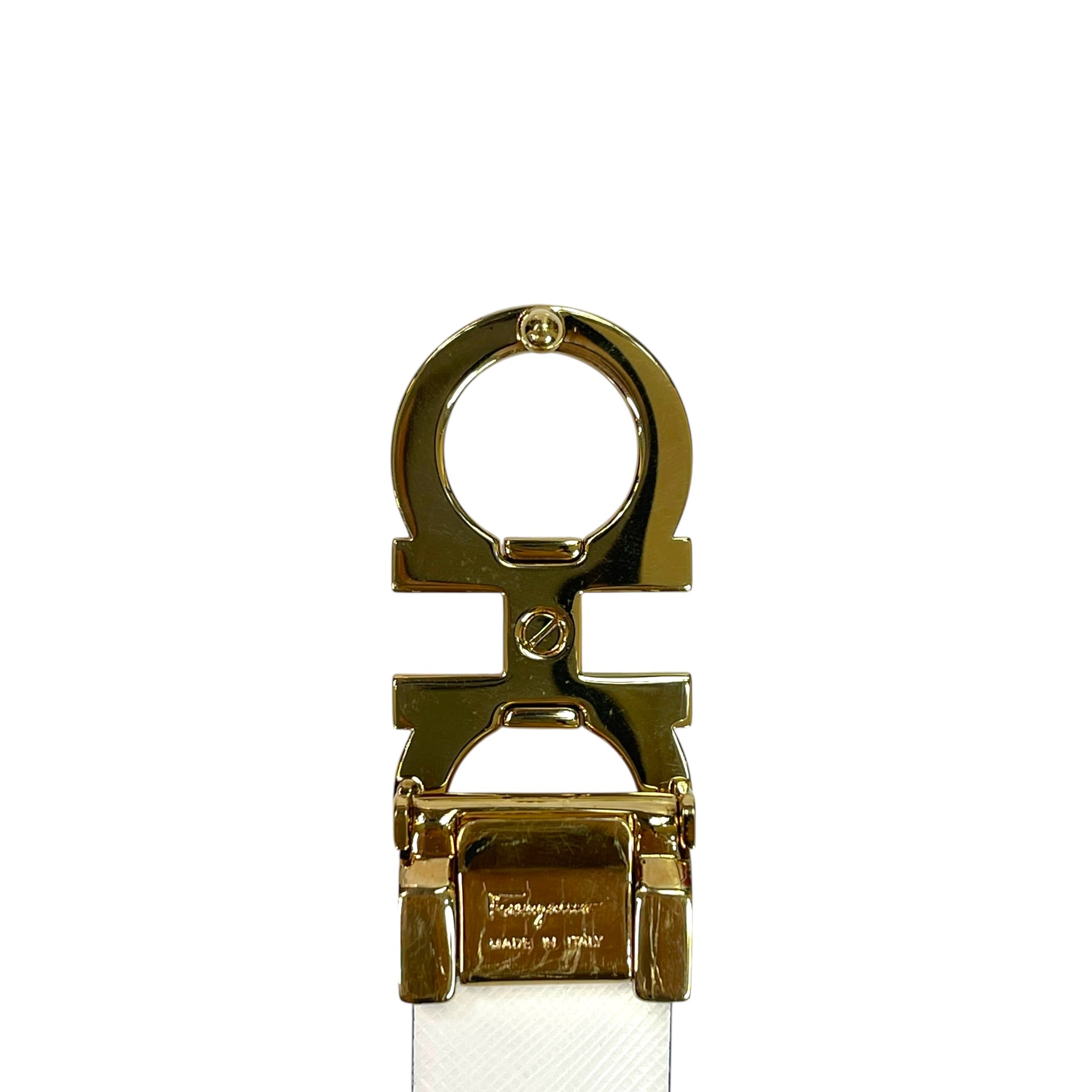 Salvatore Ferragamo Reversible Gancini Belt Blue Whilte Leather 76cm