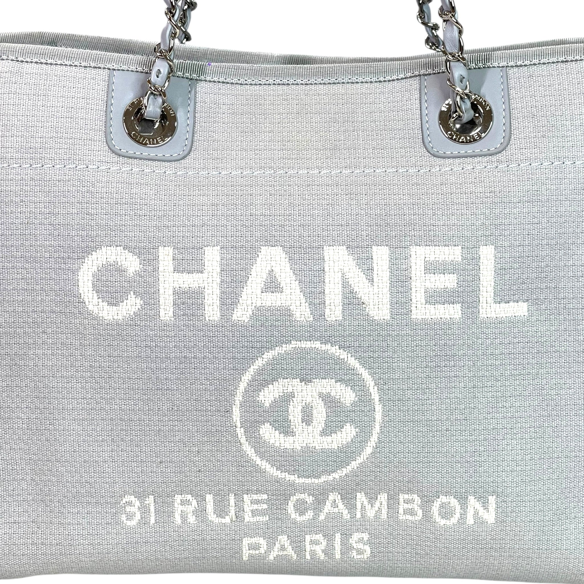 Chanel Deauville Shopper Tote Small Grey Canvas