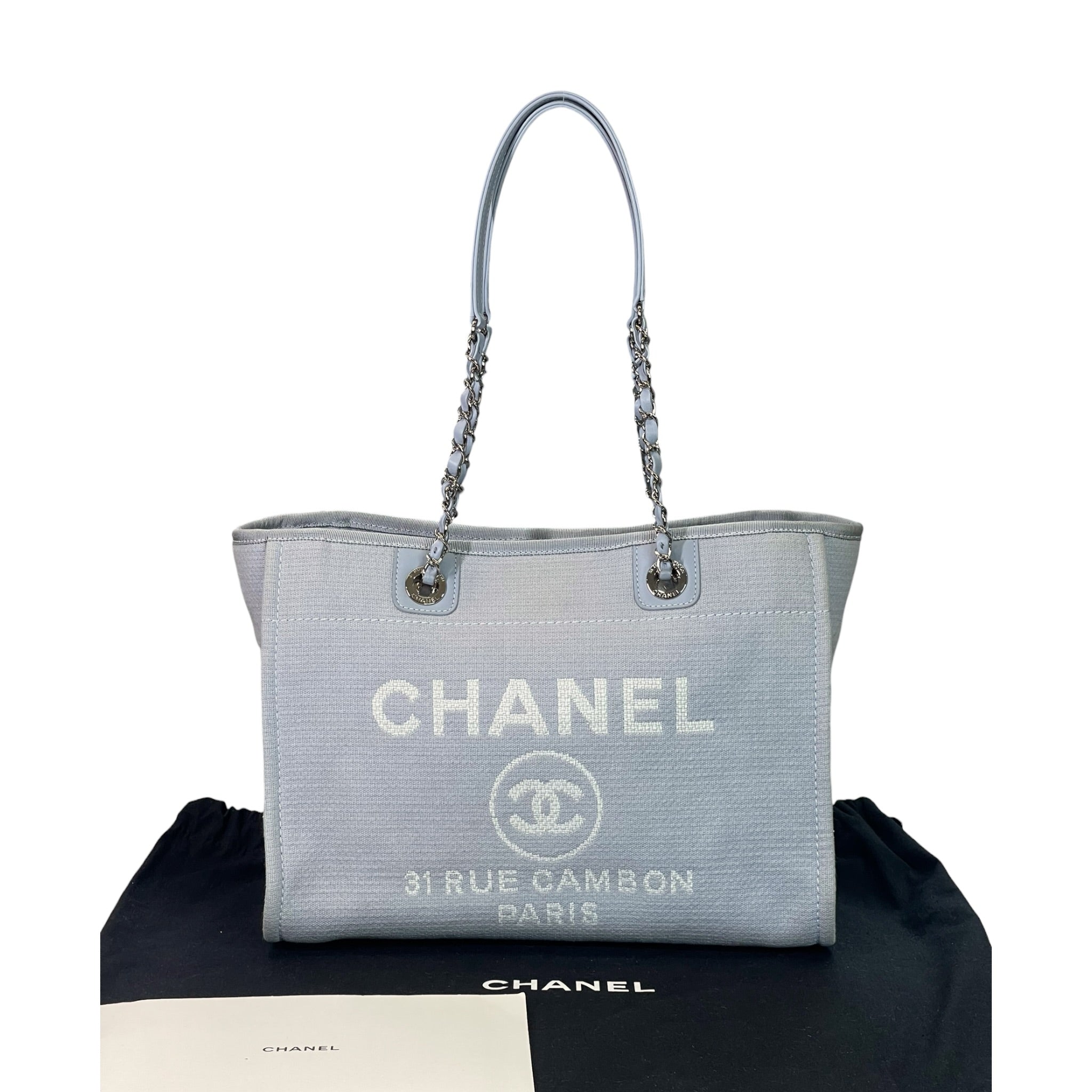 Chanel Deauville Shopper Tote Small Grey Canvas