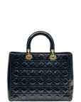 Christian Dior Lady Dior Large Black Patent Cannage