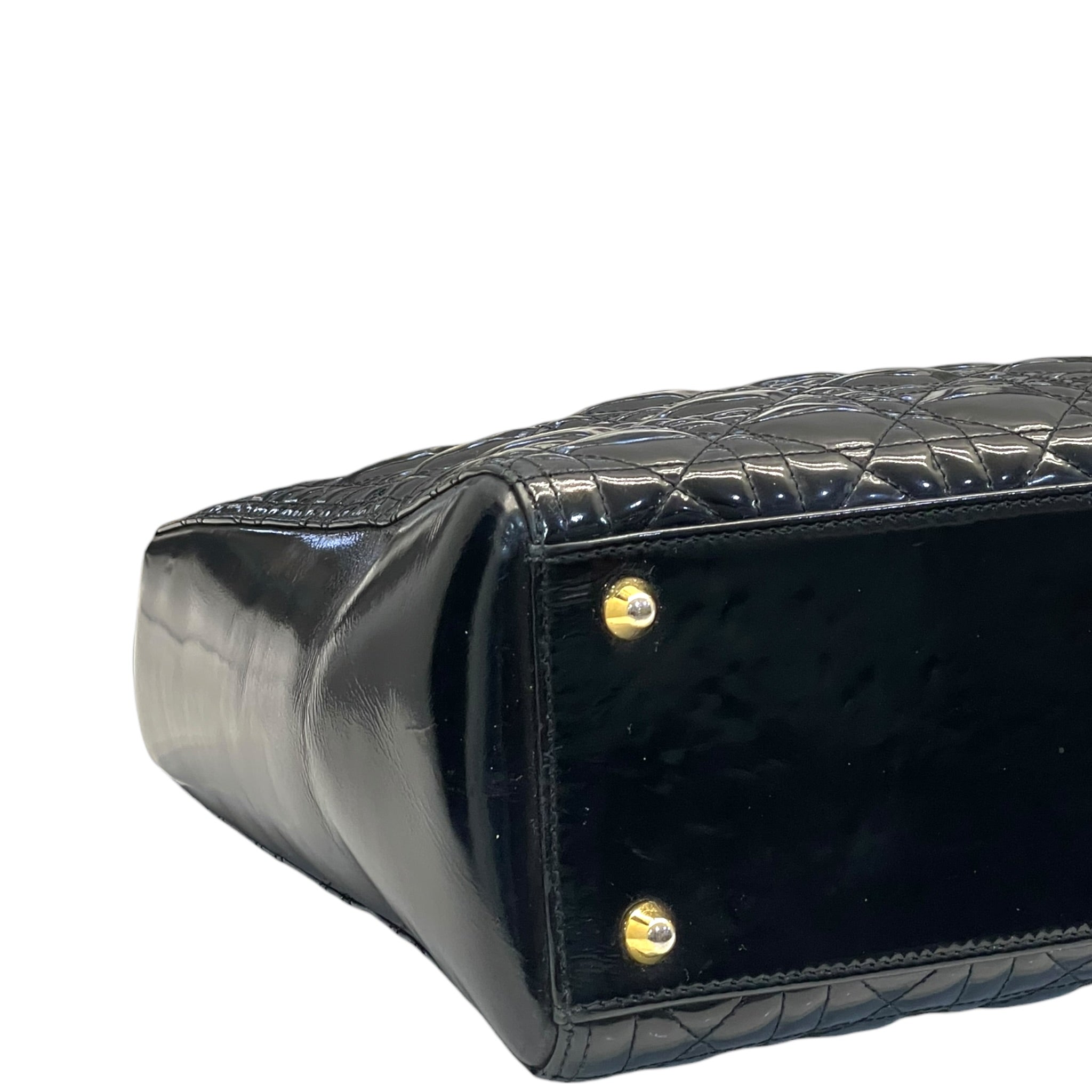 Christian Dior Lady Dior Large Black Patent Cannage