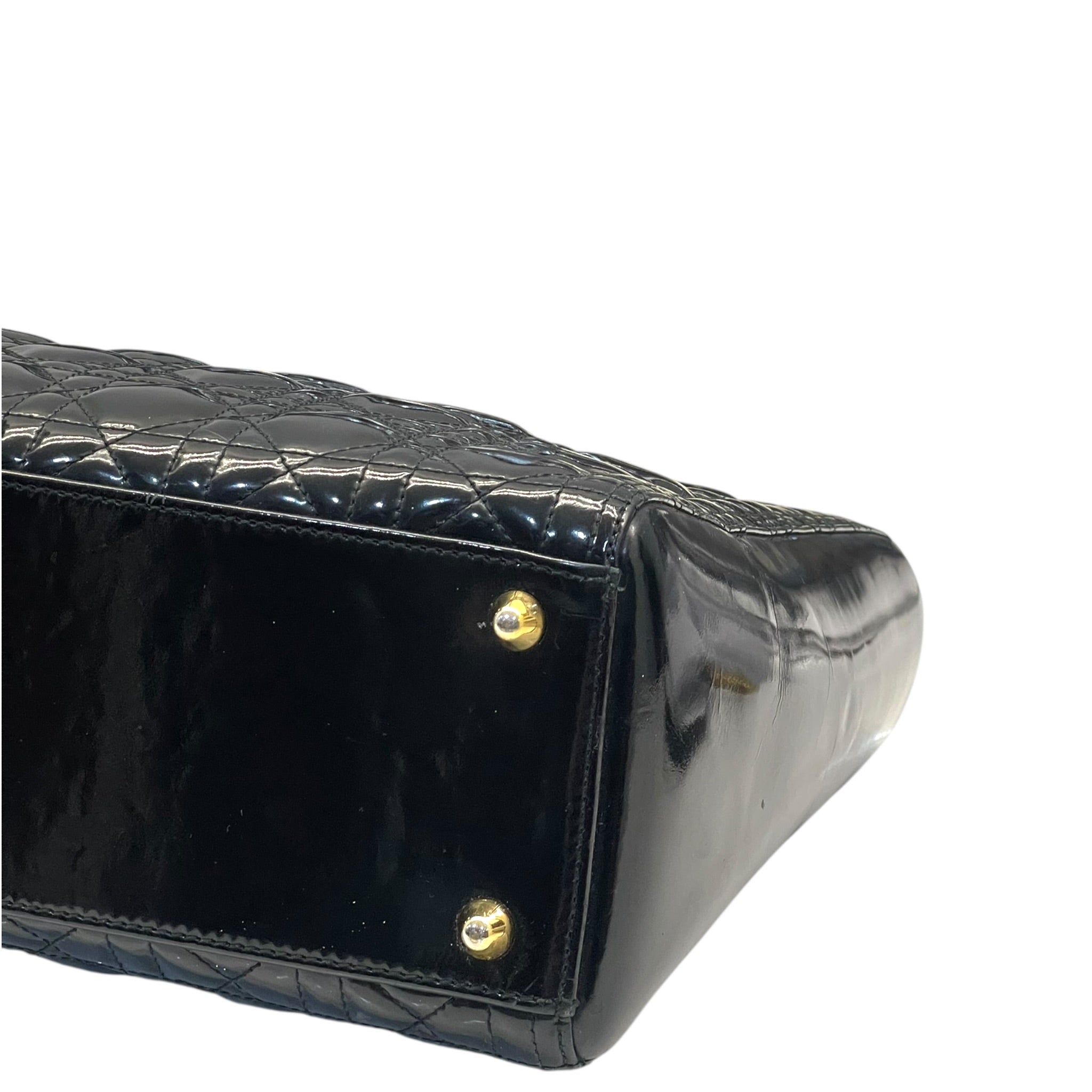 Christian Dior Lady Dior Large Black Patent Cannage