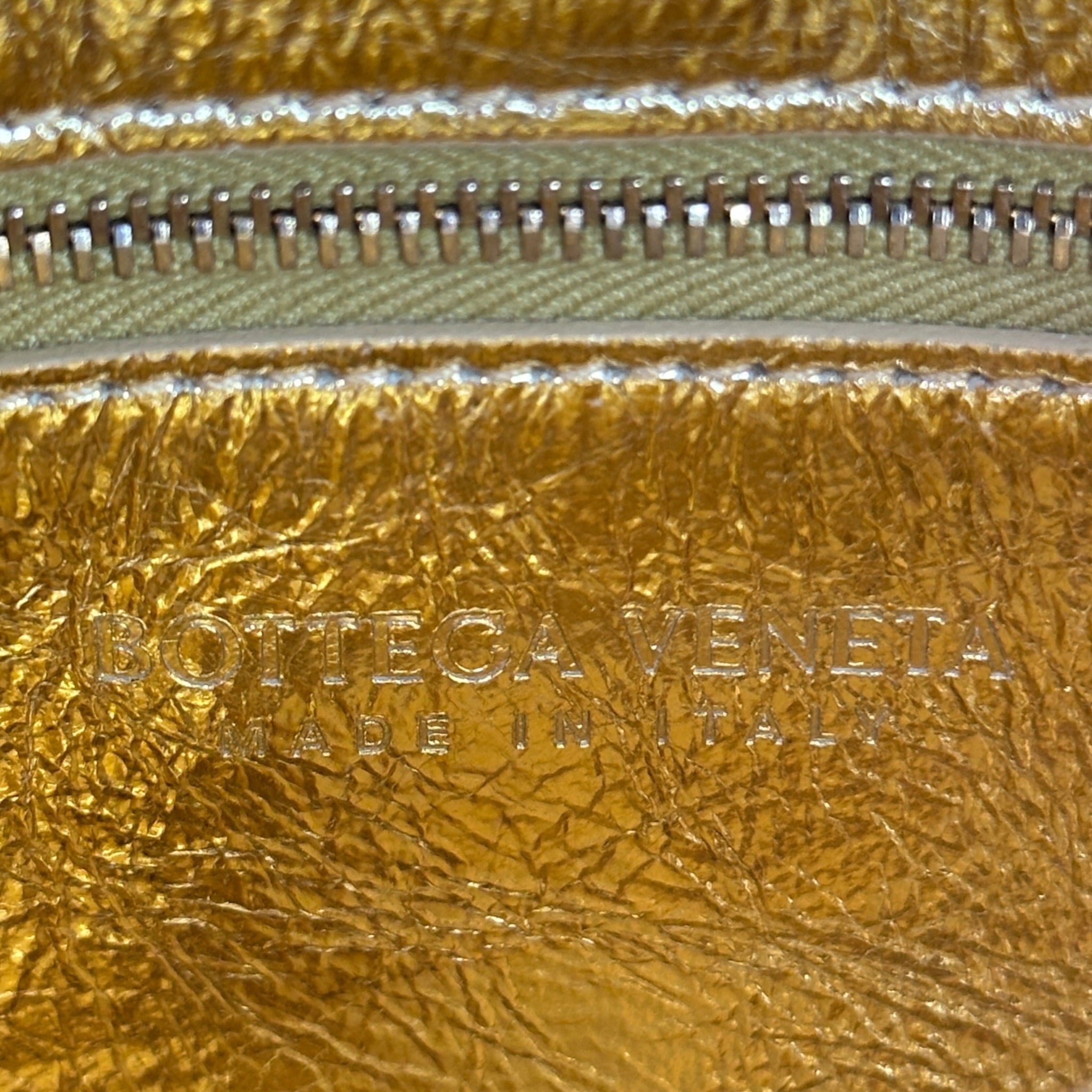 Bottega Veneta Padded Casette Metallic Gold Lambskin Leather Crossbody Bag