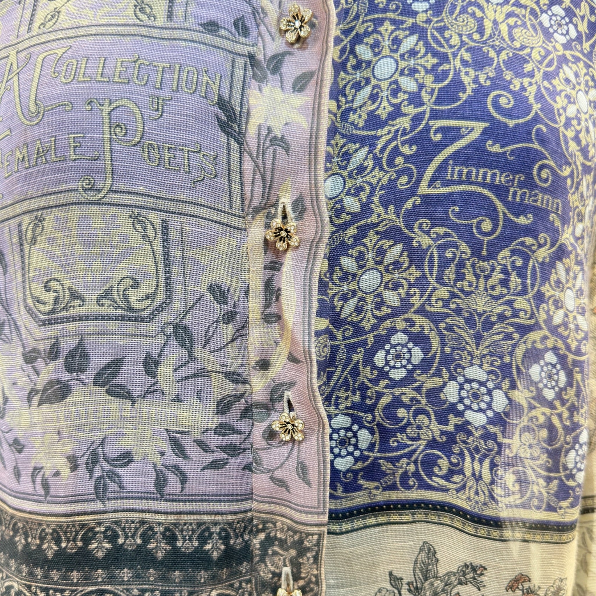 Zimmermann Lyrical Book Print Silk Blouse