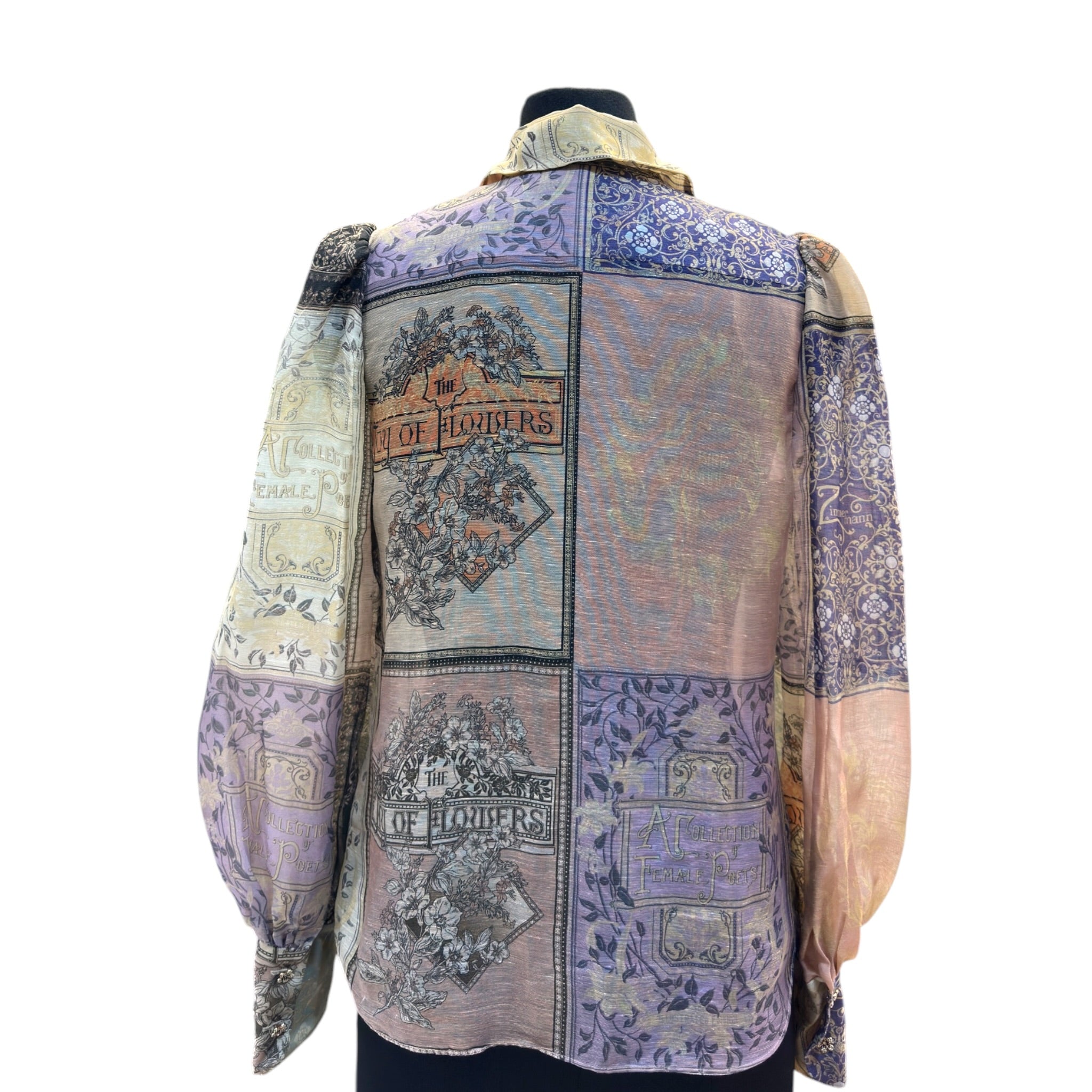 Zimmermann Lyrical Book Print Silk Blouse