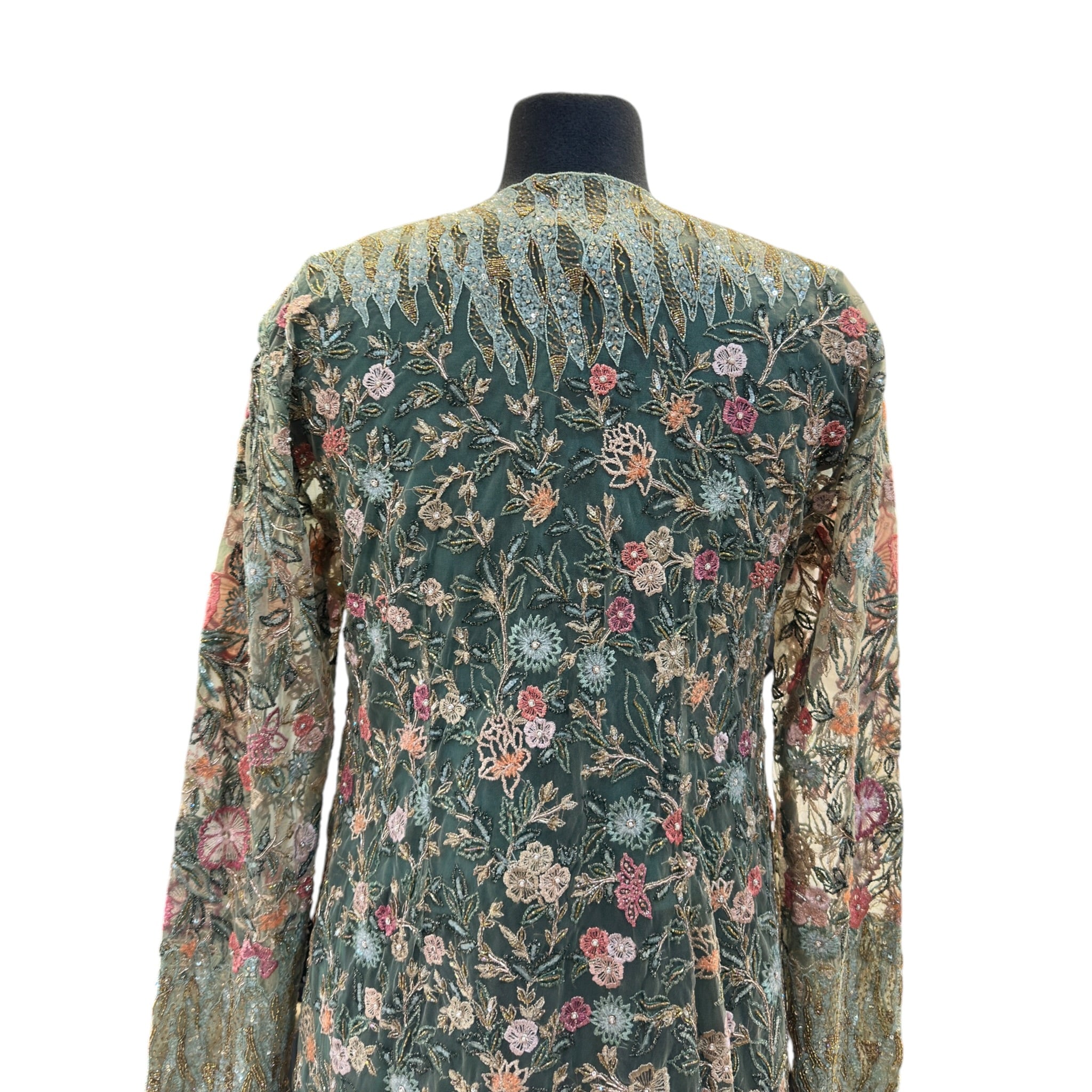Forest Green Embroidered Jacket Set by Shymal & Bhumika