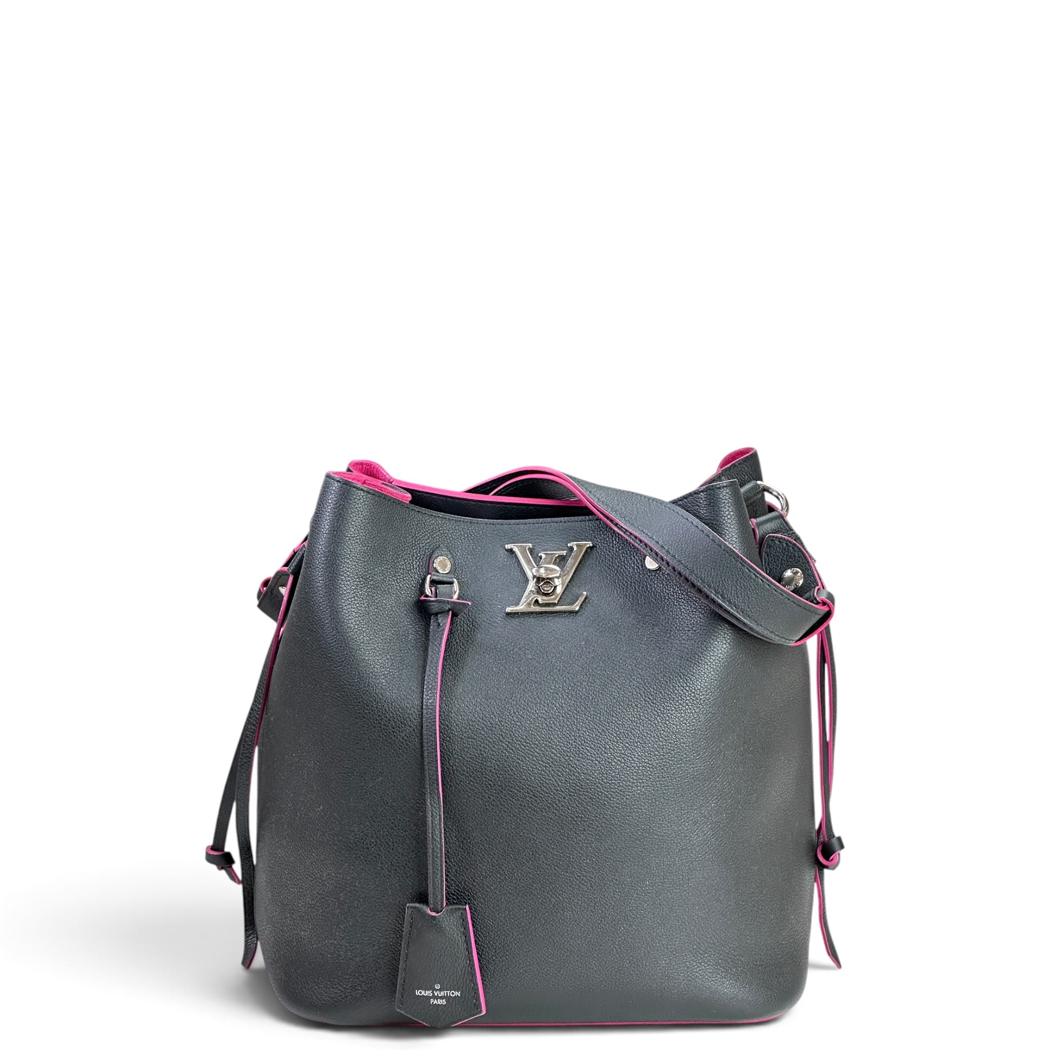 Louis Vuitton Black Leather Lockme Bucket Shoulder Bag