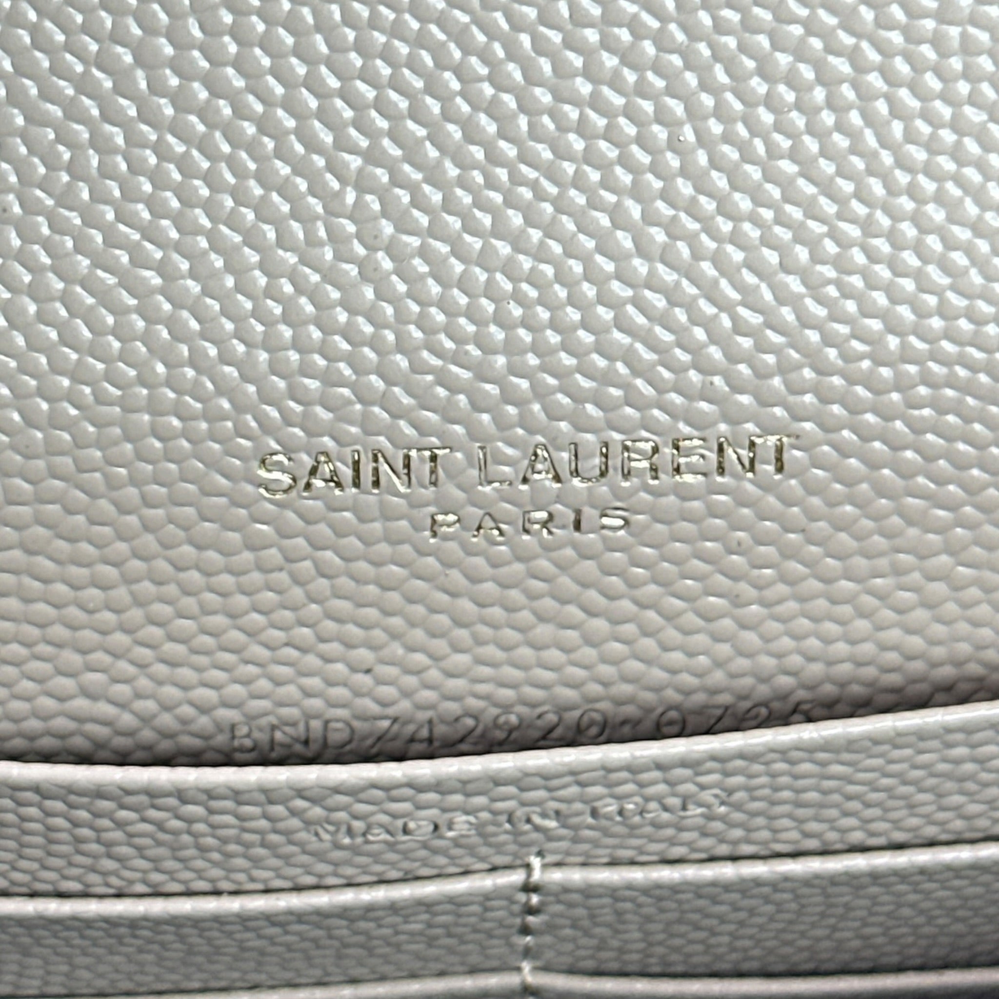 Saint Laurent Cassandre Envelope Beige Grain De Poudre Leather Chain Wallet