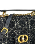Dior Jolie Top Handle Bag Black Tweed/White Cannage Motif