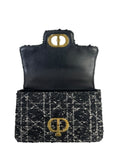 Dior Jolie Top Handle Bag Black Tweed/White Cannage Motif