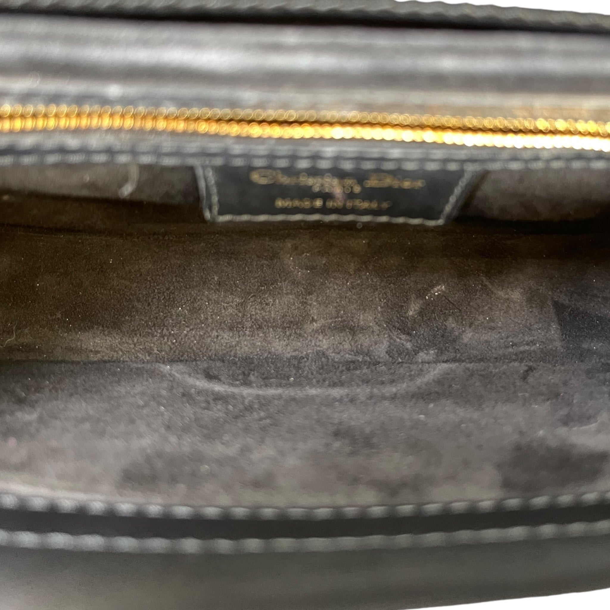 Dior Jolie Top Handle Bag Black Tweed/White Cannage Motif