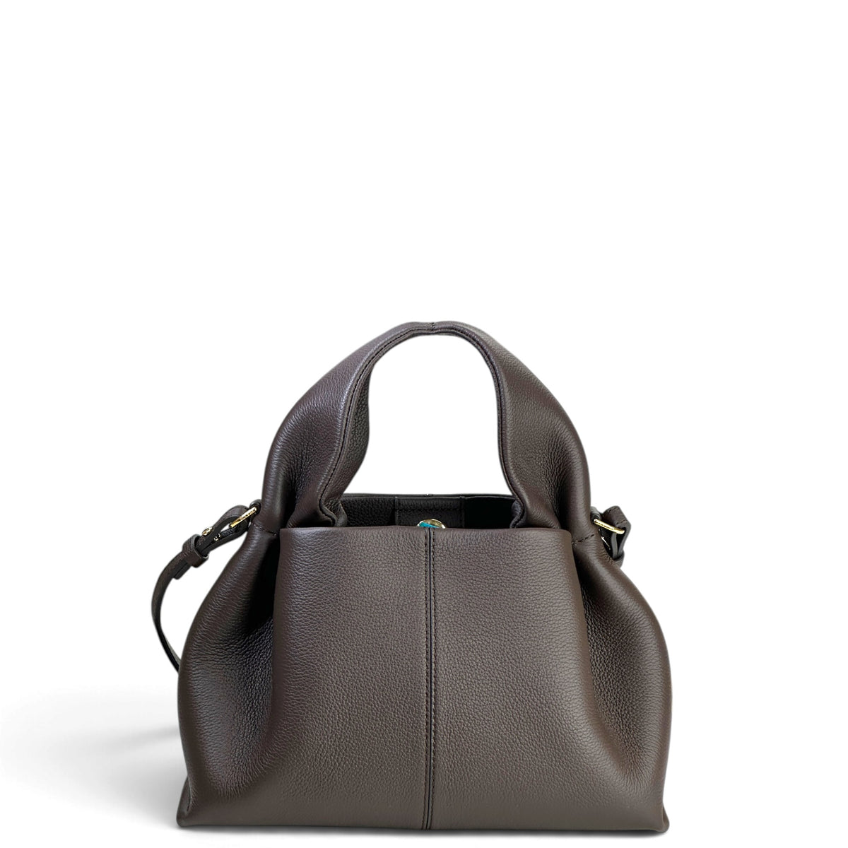Polène Numéro Neuf Mini dark brown leather hand bag