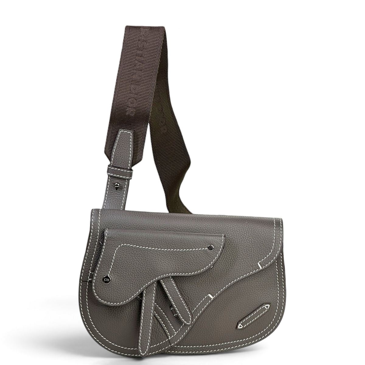 Dior  men's  Grey calf skin saddle bag 