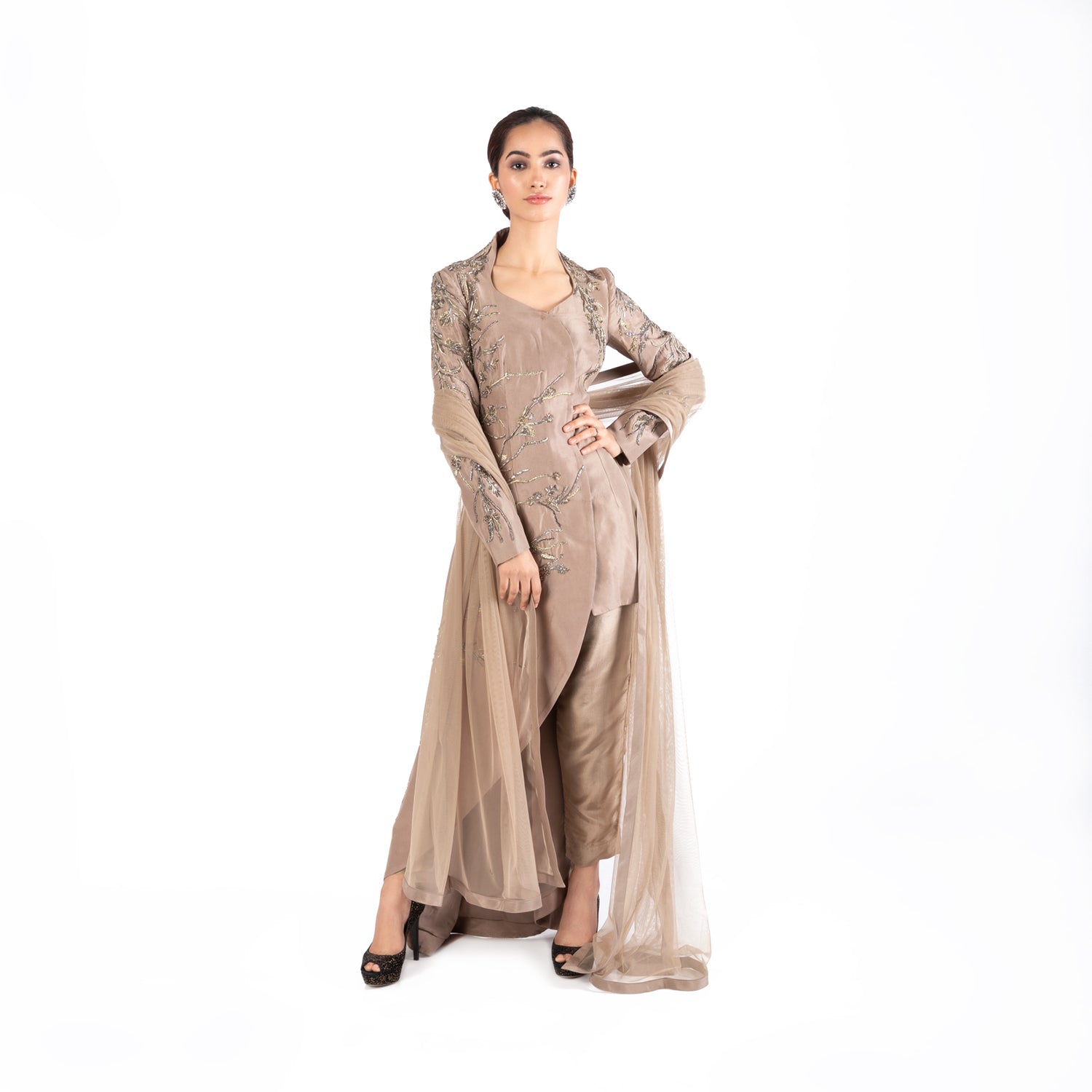 Gaurav Gupta Rose Gold Shimmer Suit Set