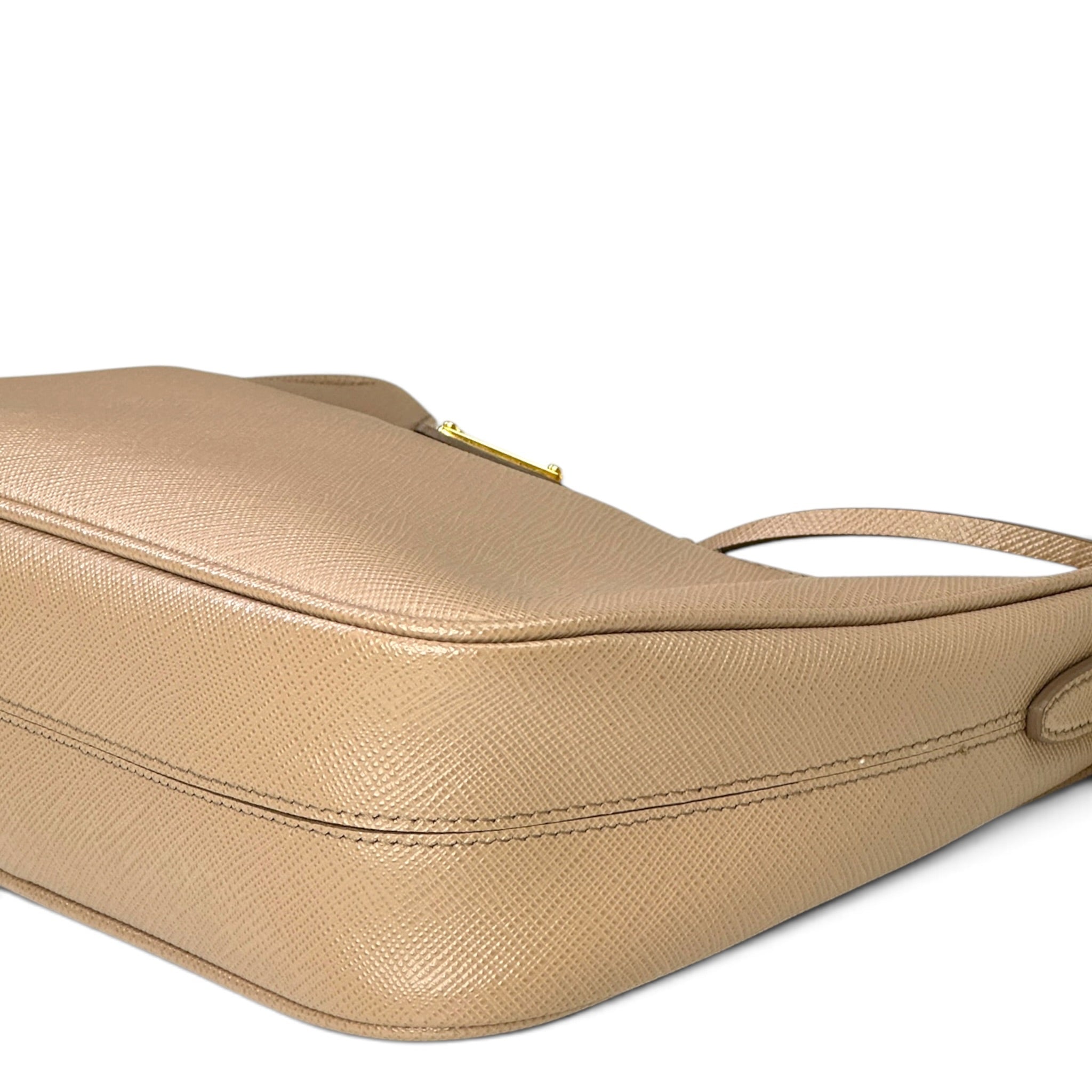 Prada Re-Edition 2005 Neutral Saffiano Leather Shoulder Bag