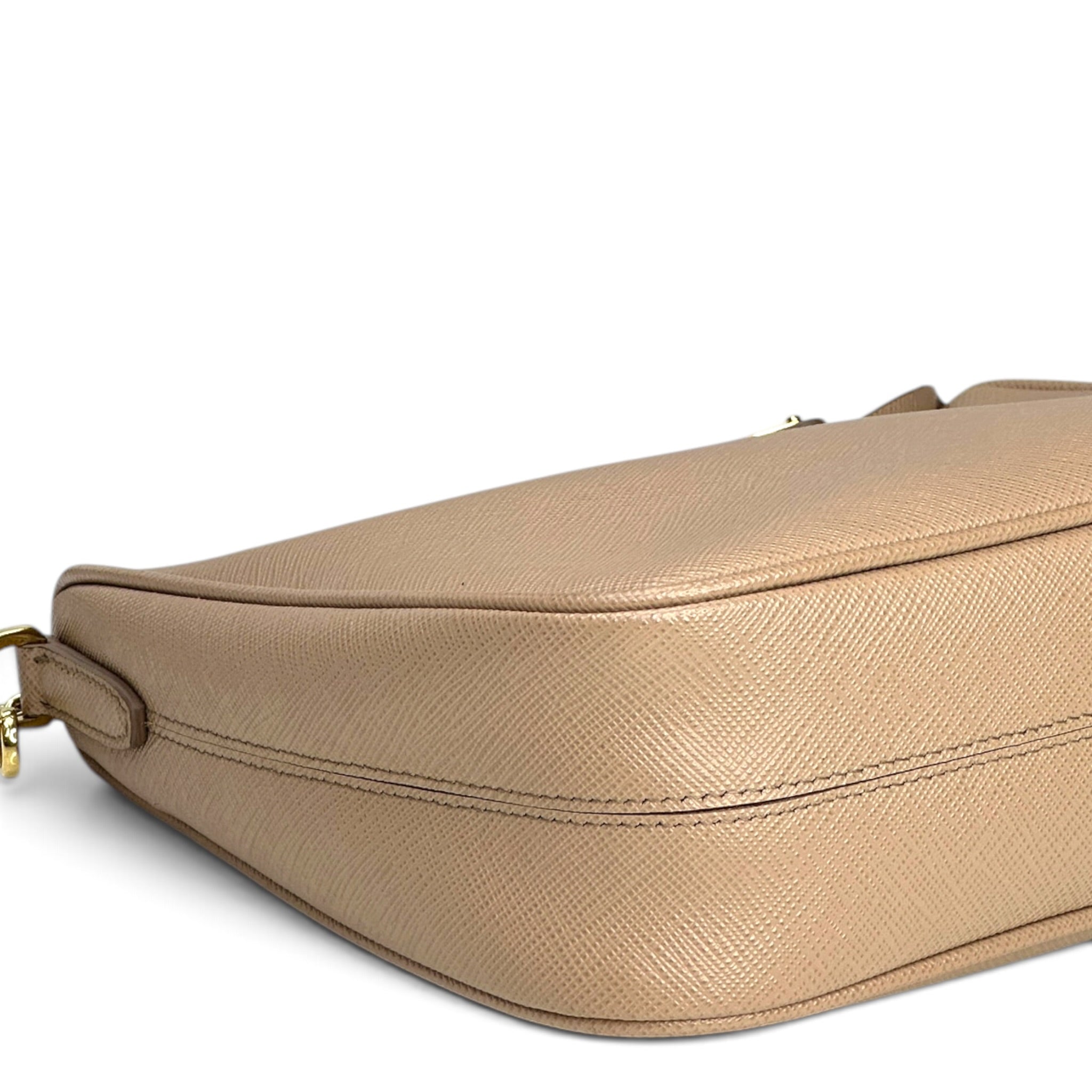 Prada Re-Edition 2005 Neutral Saffiano Leather Shoulder Bag