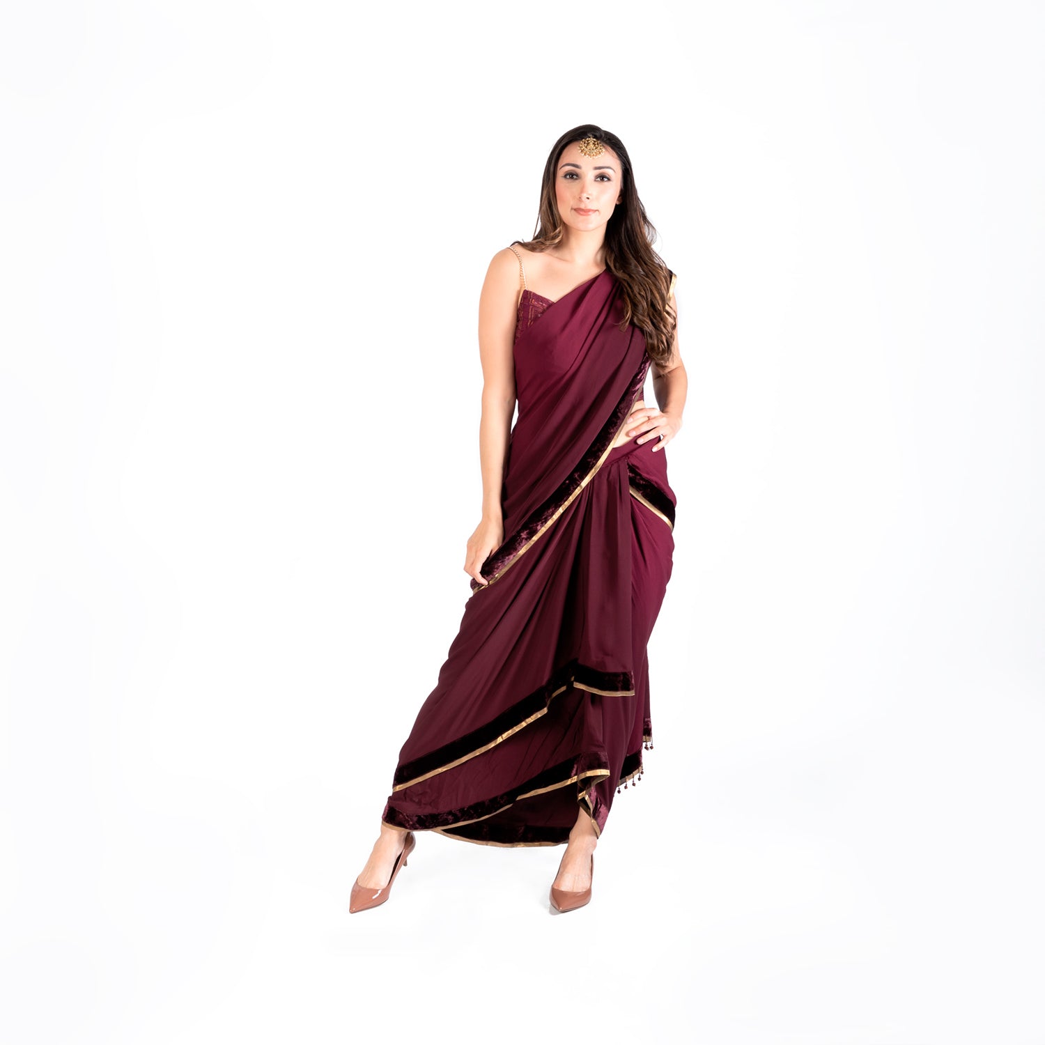 Tarun Tahiliani Concept Maroon Saree