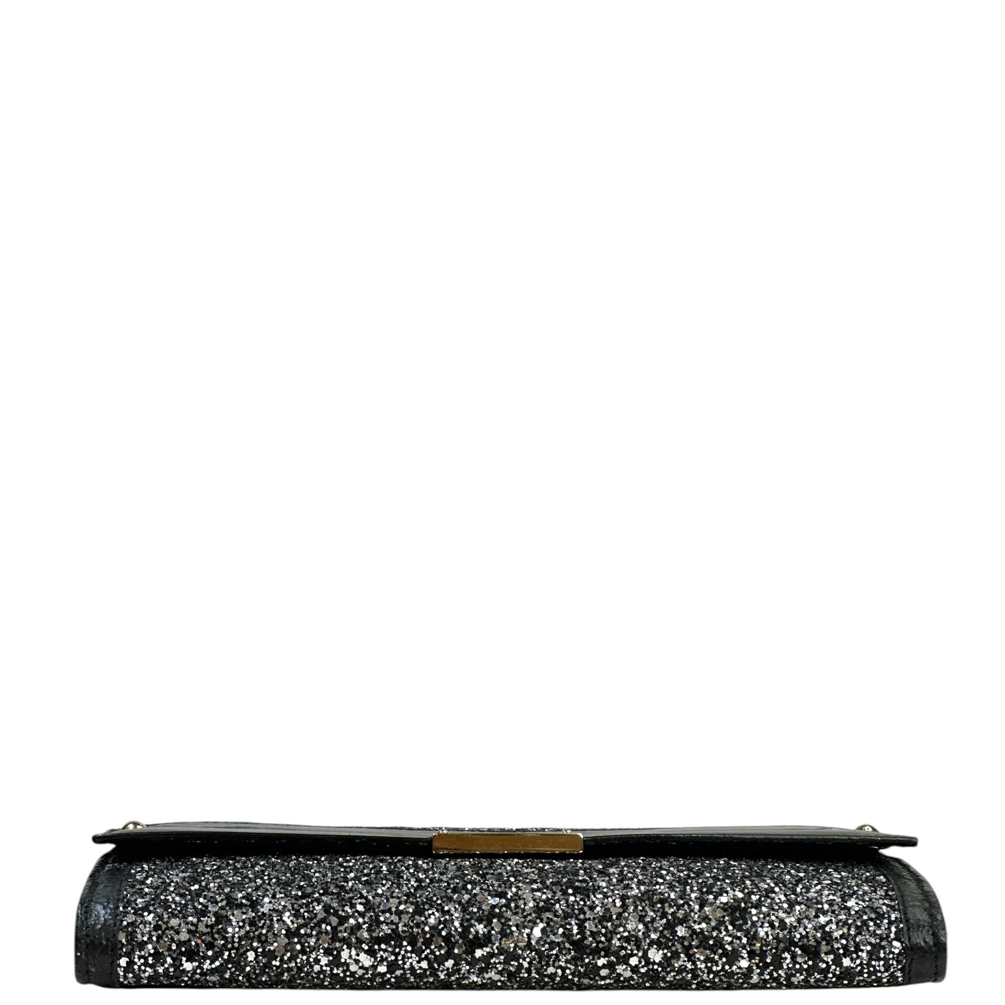 Jimmy Choo Flap Cluth Black/Grey Glitter