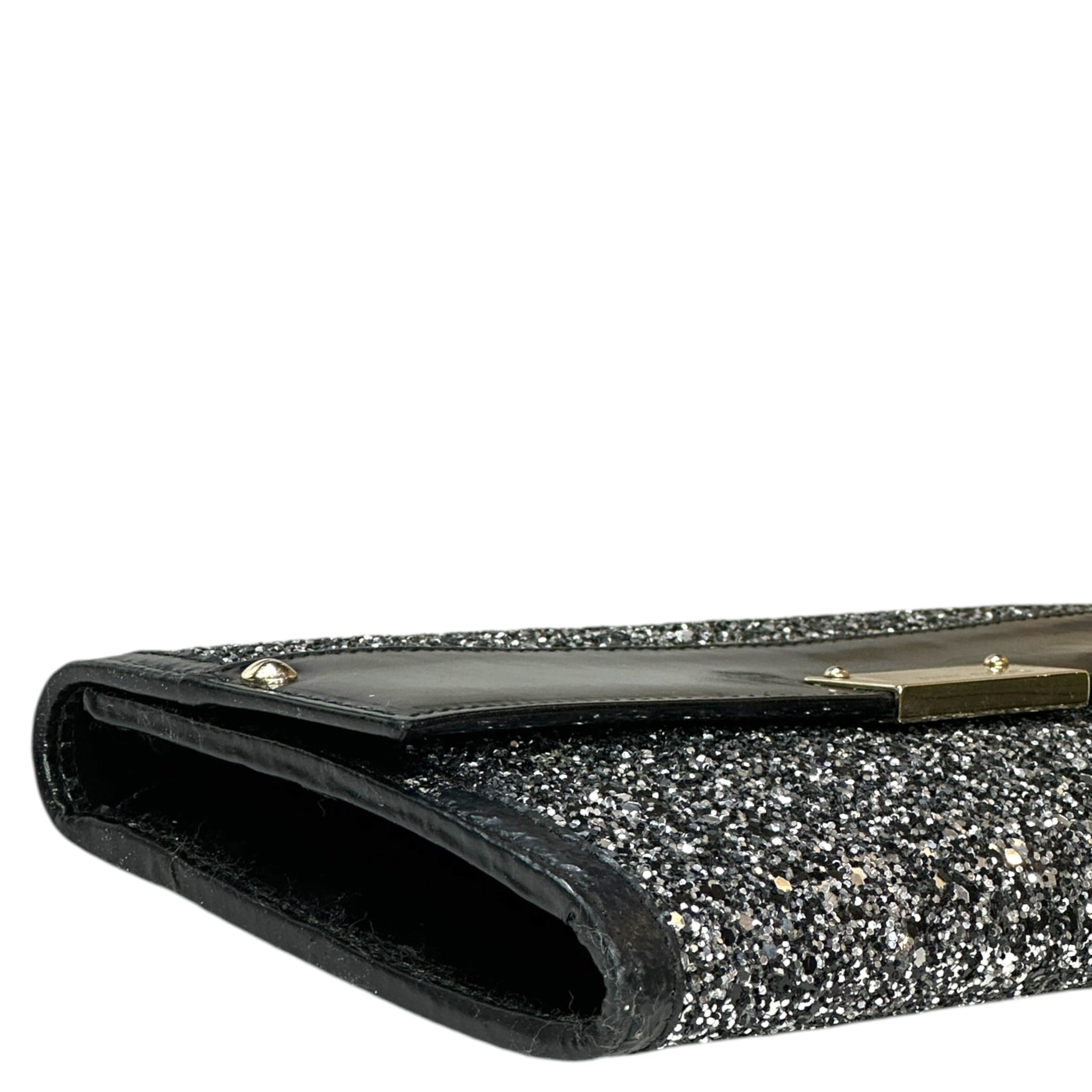 Jimmy Choo Flap Cluth Black/Grey Glitter