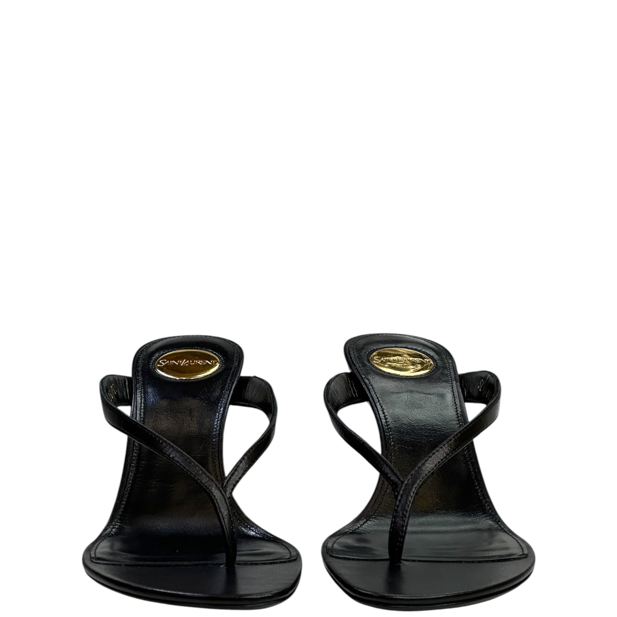 Buy Yves Saint Laurent Black Patent Tribute Sandals - Size EU 37