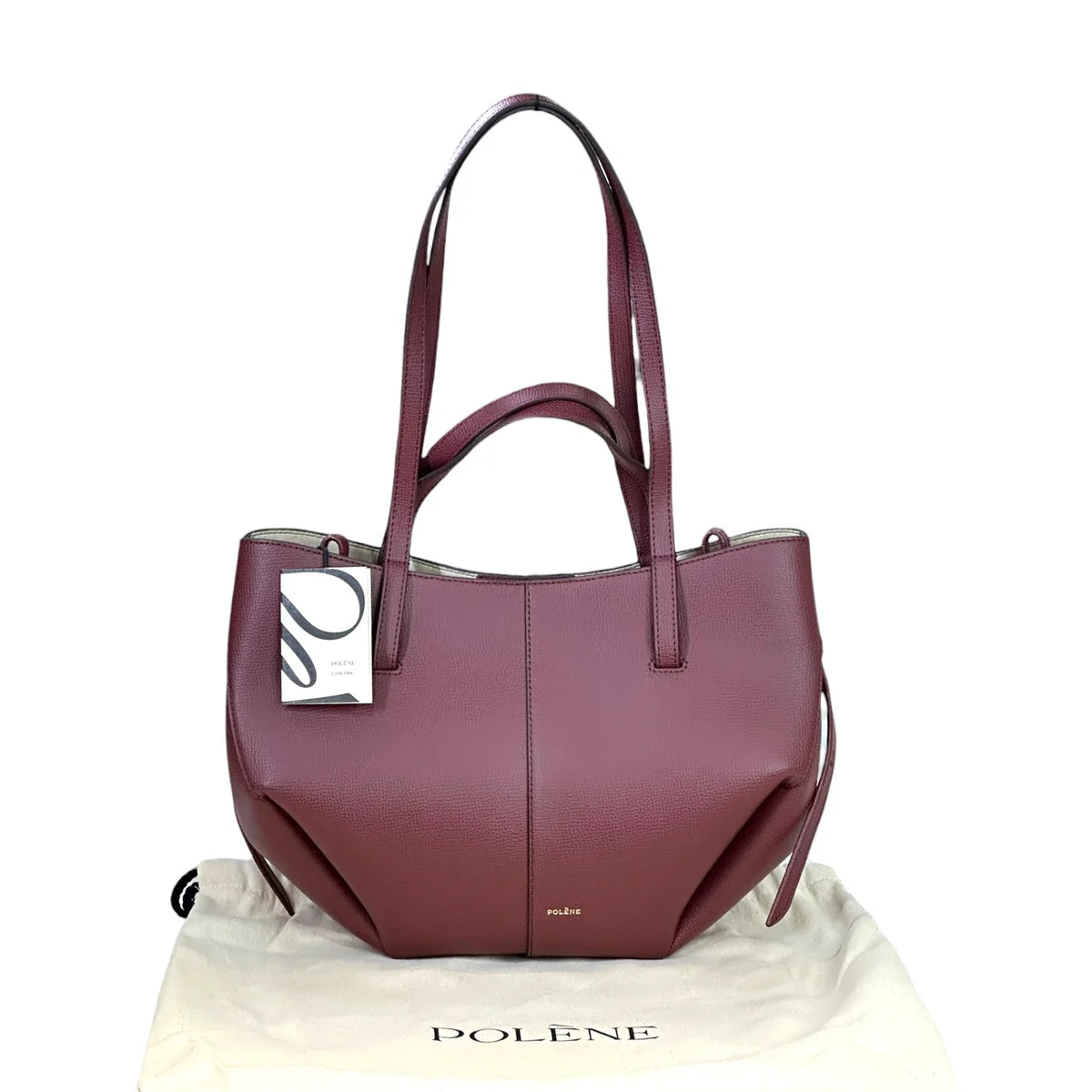 Polene Cyme Mini Black Cherry Textured Leather Shoulder Bag