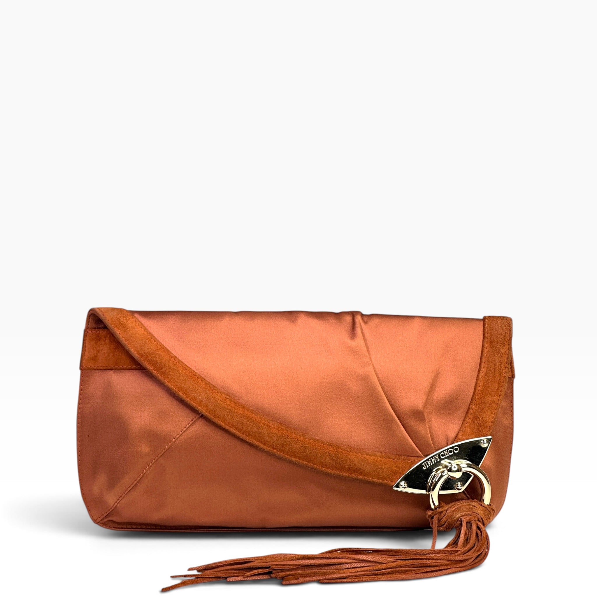 Jimmy Choo Brown Satin Clutch 