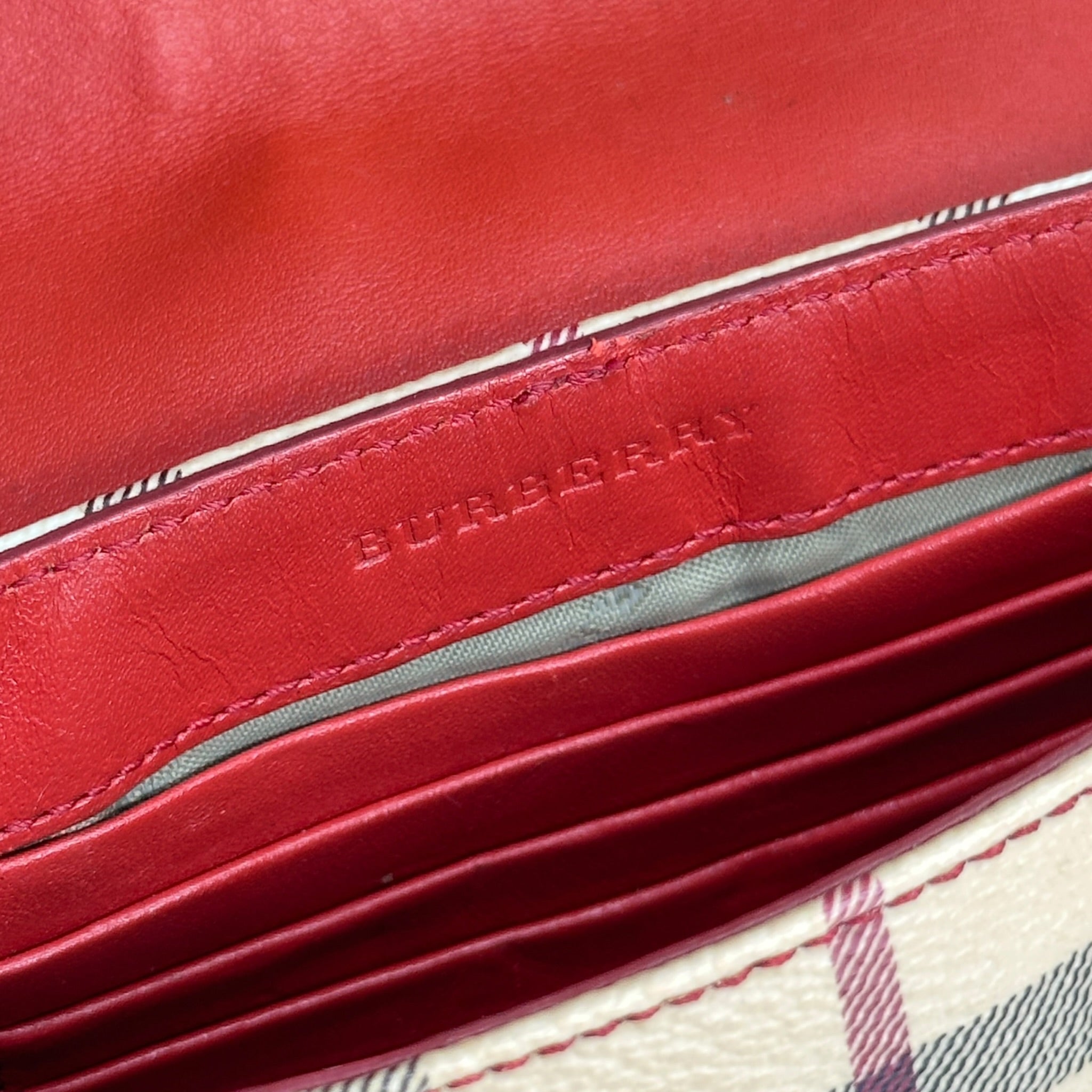 Burberry Haymarket CheckTassel Coral Crossbody Bag